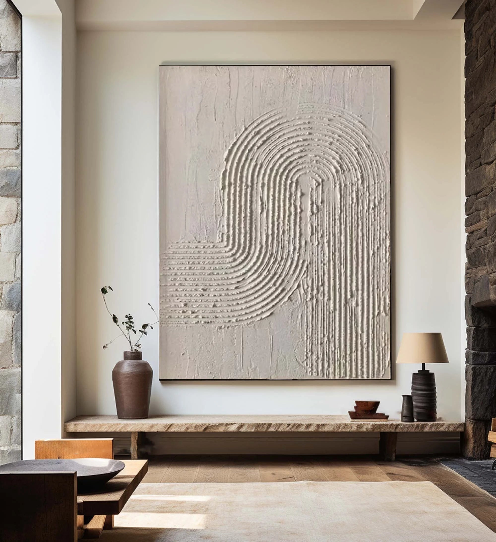 Multicolor Minimalist Textured Canvas Art With Organic Flow - Artwallpainting