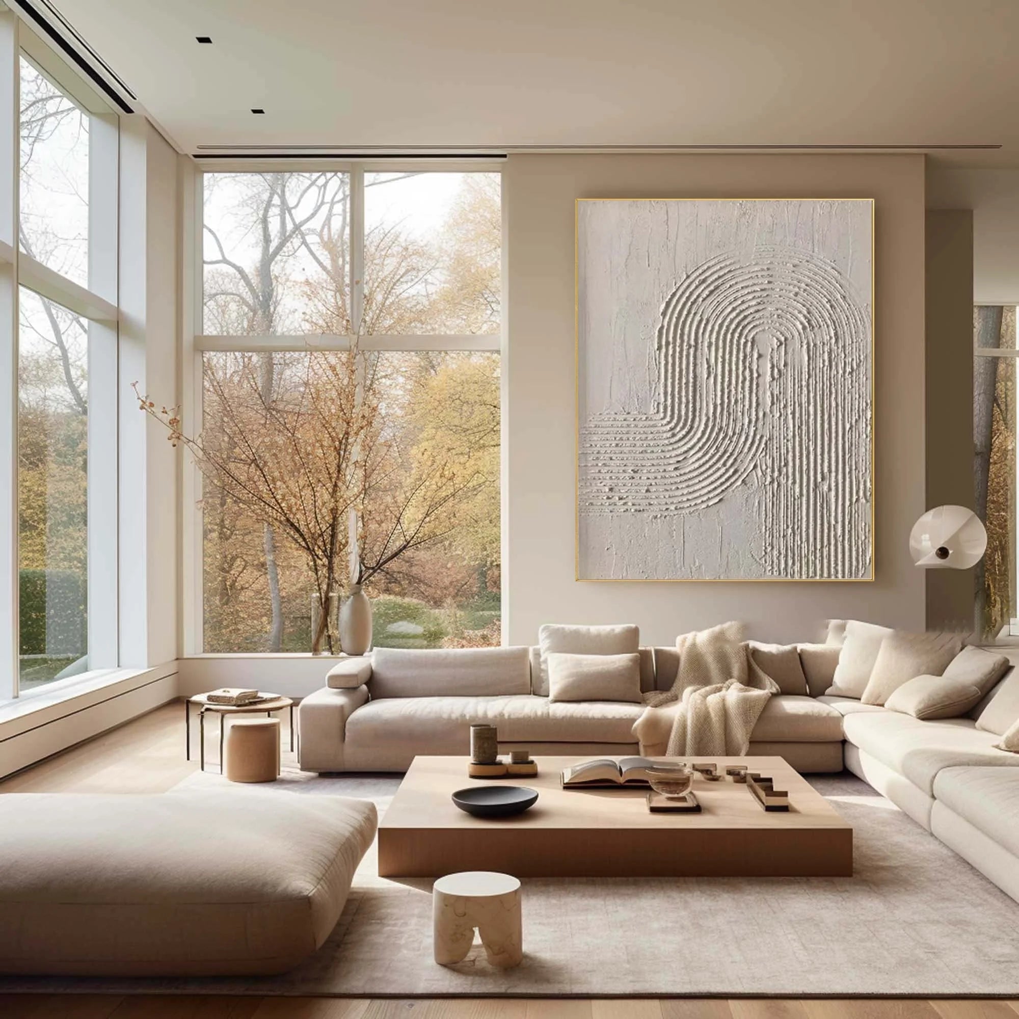 Multicolor Minimalist Textured Canvas Art With Organic Flow - Artwallpainting