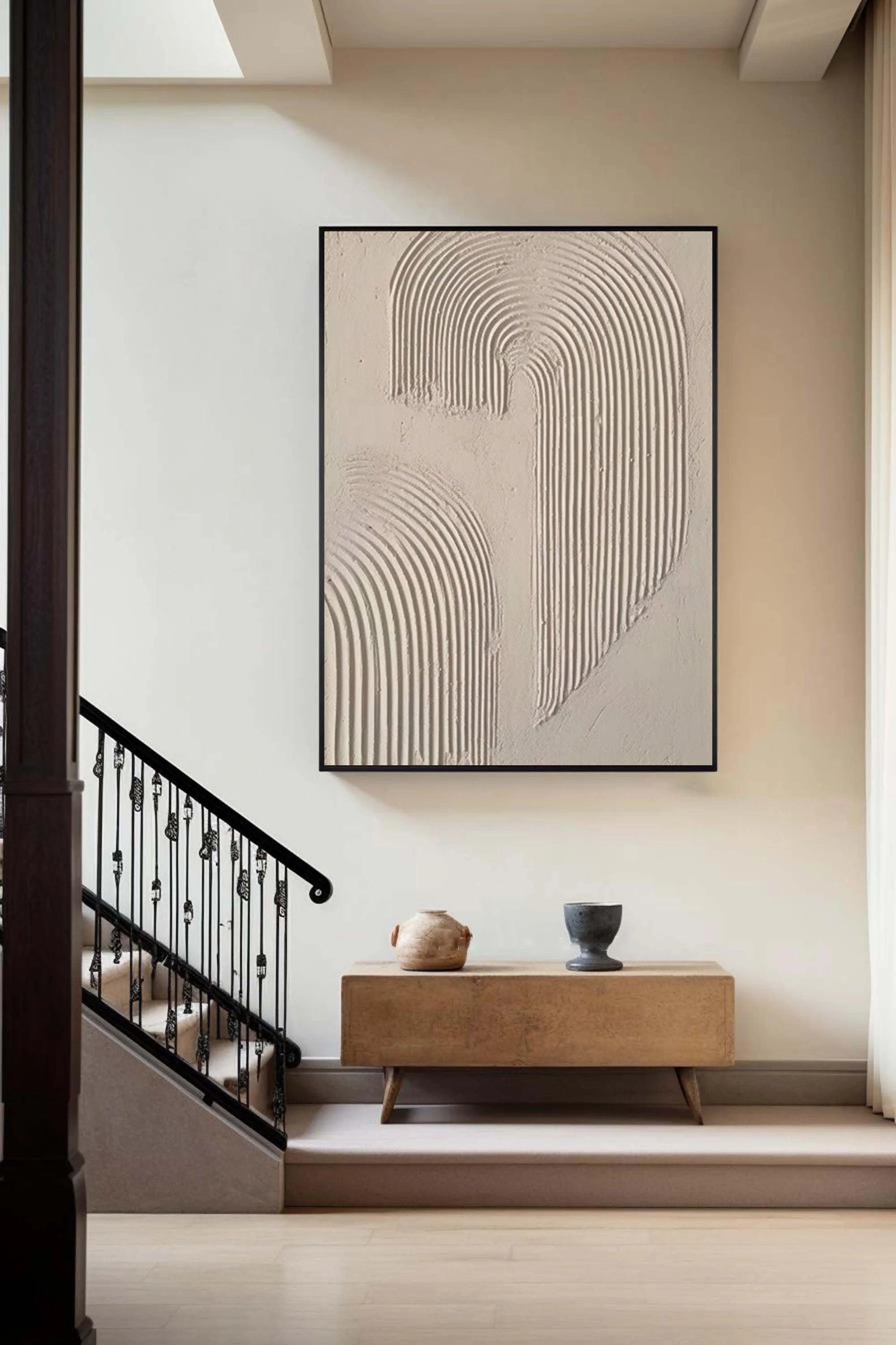 Multicolor Minimalist Textured Canvas With Flowing Arches - Artwallpainting