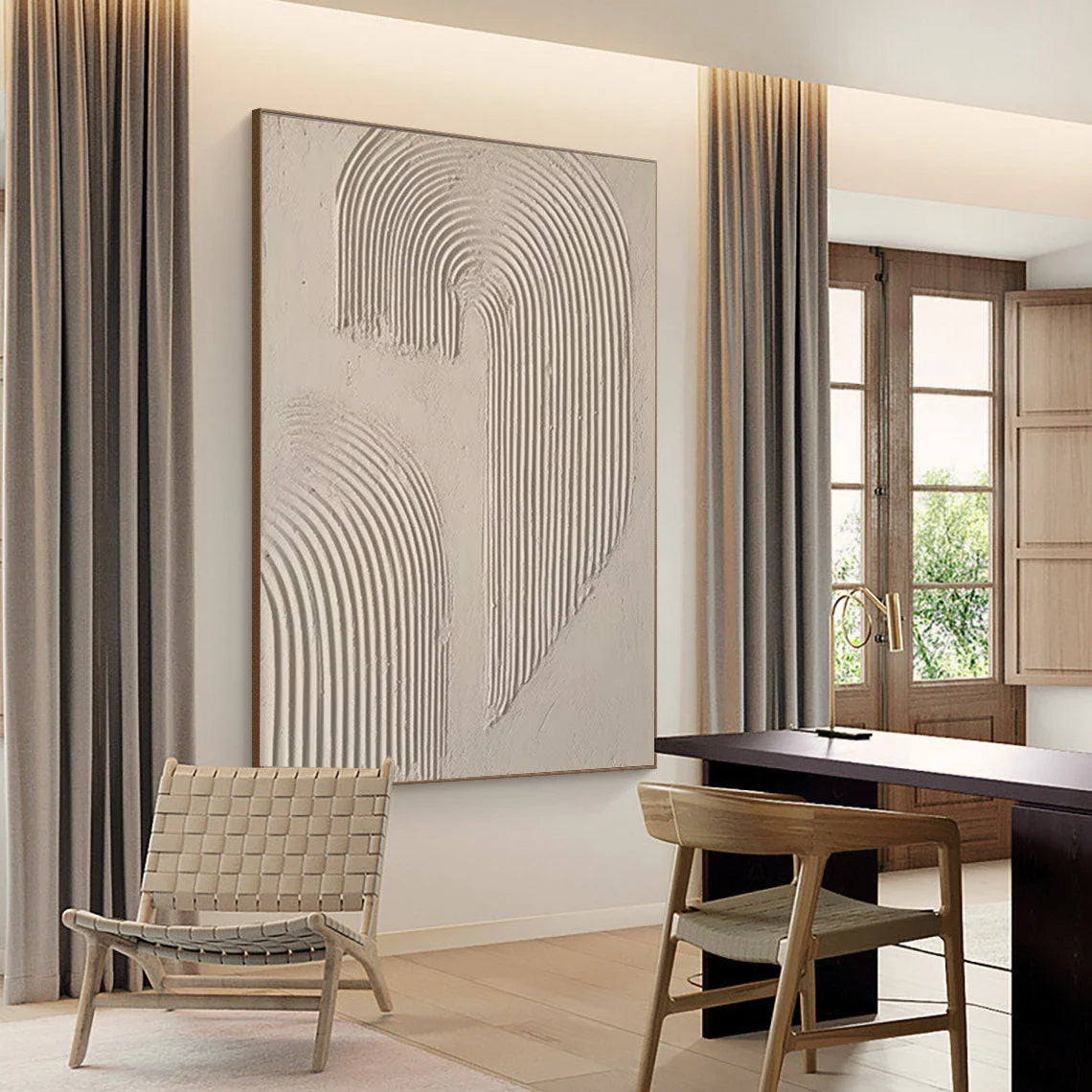 Multicolor Minimalist Textured Canvas With Flowing Arches - Artwallpainting