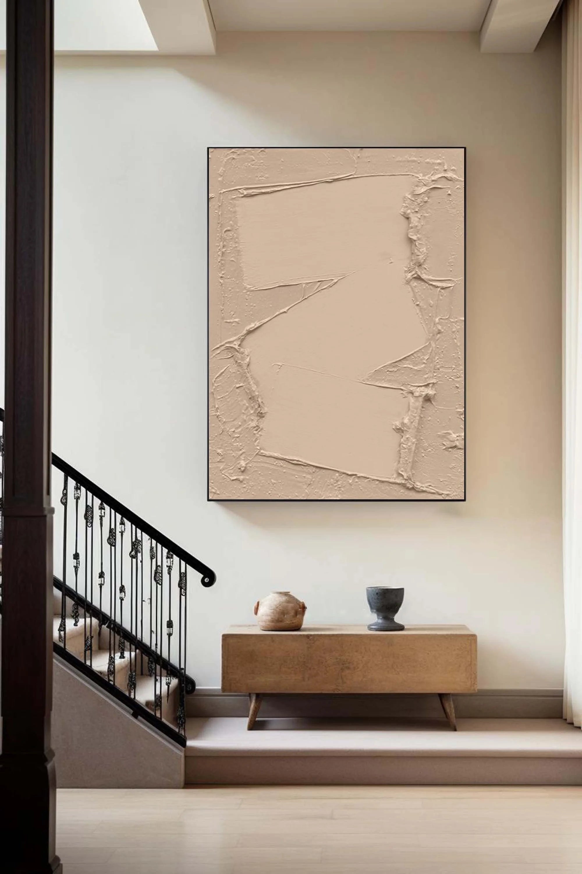 Multicolor Minimalist Textured Canvas With Geometric Design - Artwallpainting
