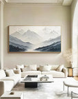 Multicolor Minimalist Textured Mountain Landscape Art - Gray And White - Artwallpainting