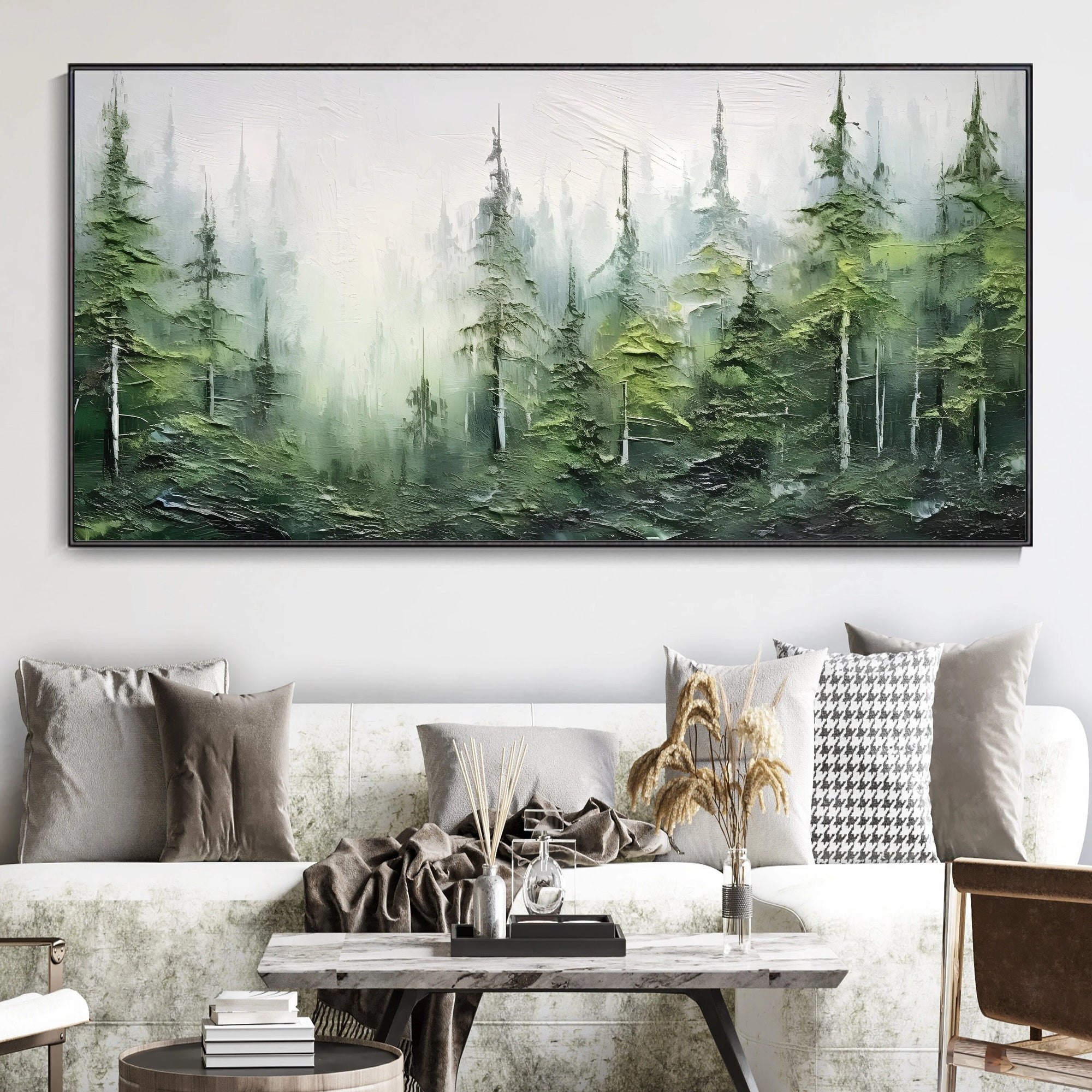 Multicolor Misty Forest Serenity Canvas Painting For Home Decoration - Artwallpainting