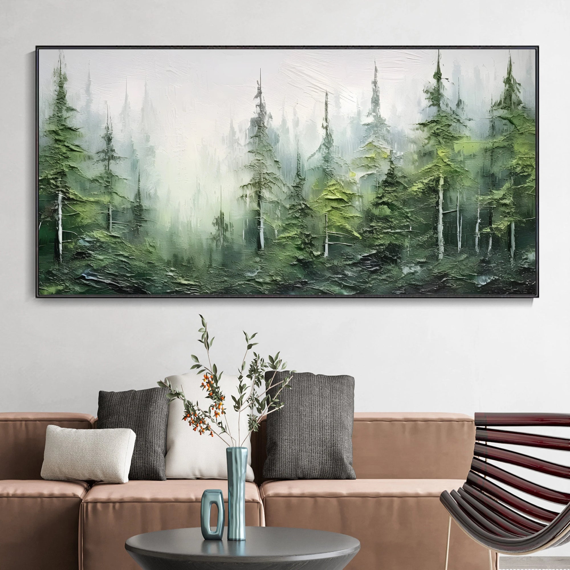 Multicolor Misty Forest Serenity Canvas Painting For Home Decoration - Artwallpainting