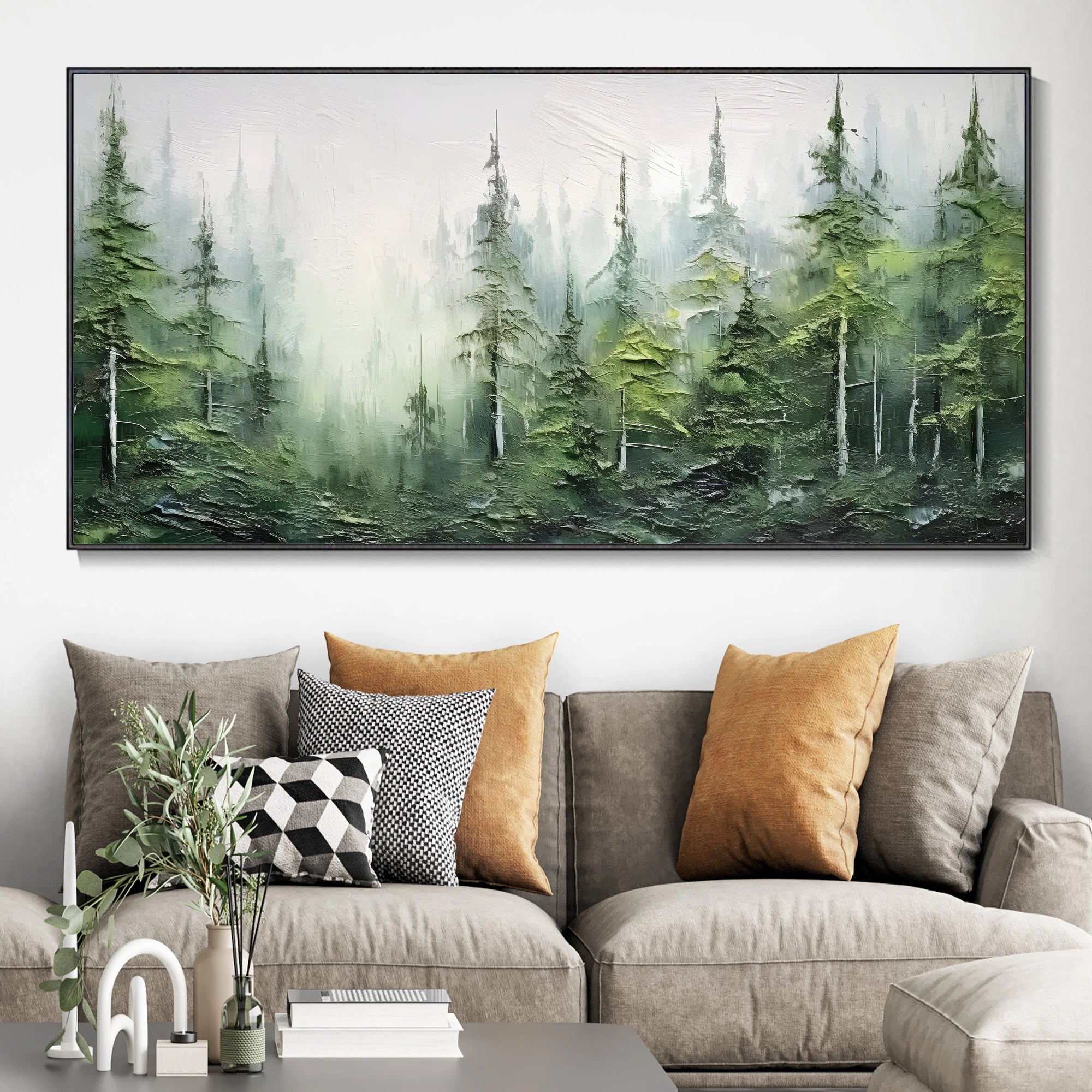 Multicolor Misty Forest Serenity Canvas Painting For Home Decoration - Artwallpainting