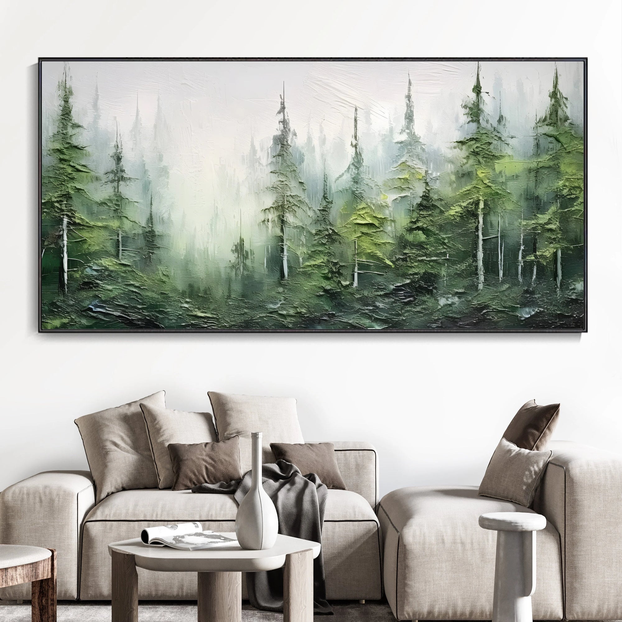Multicolor Misty Forest Serenity Canvas Painting For Home Decoration - Artwallpainting