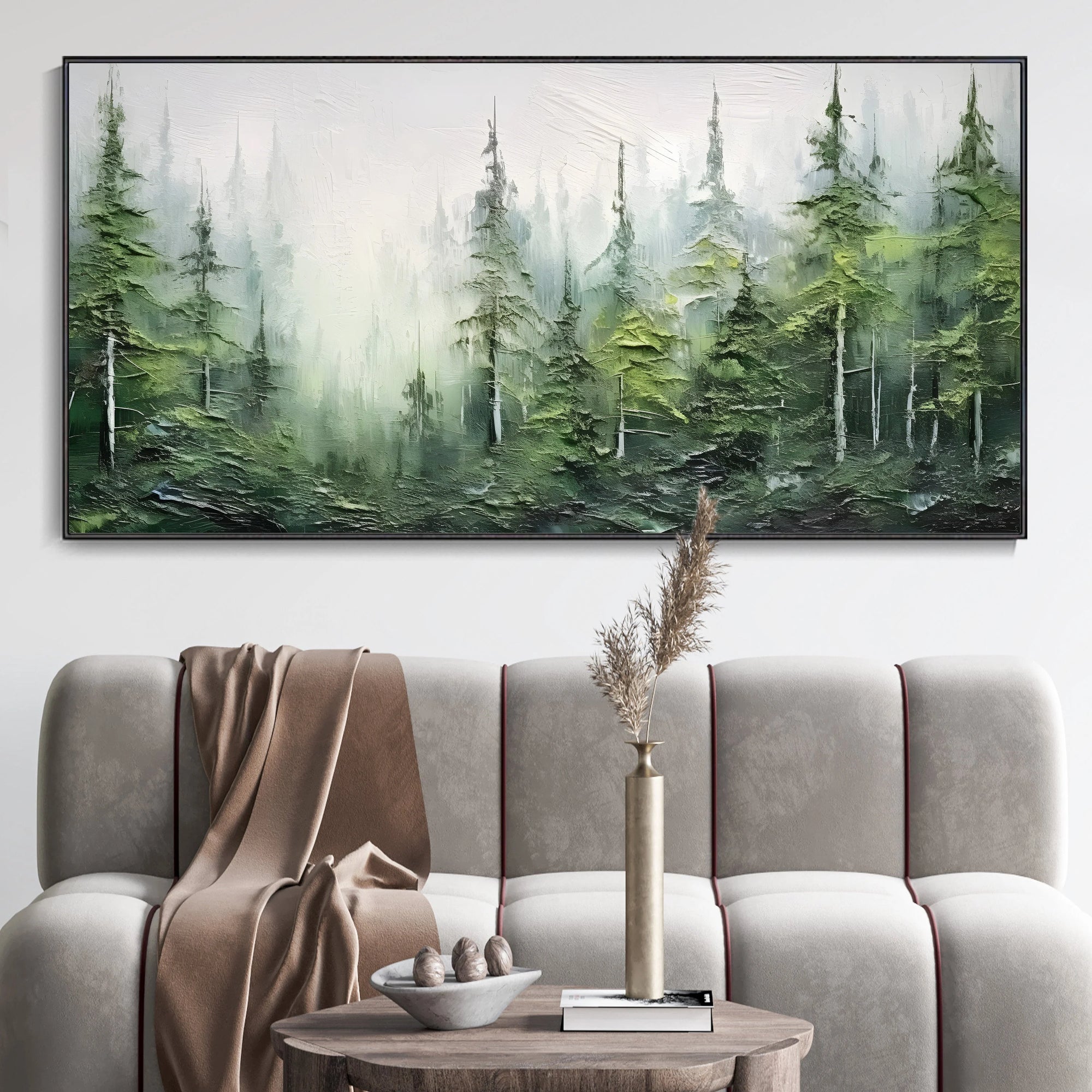 Multicolor Misty Forest Serenity Canvas Painting For Home Decoration - Artwallpainting
