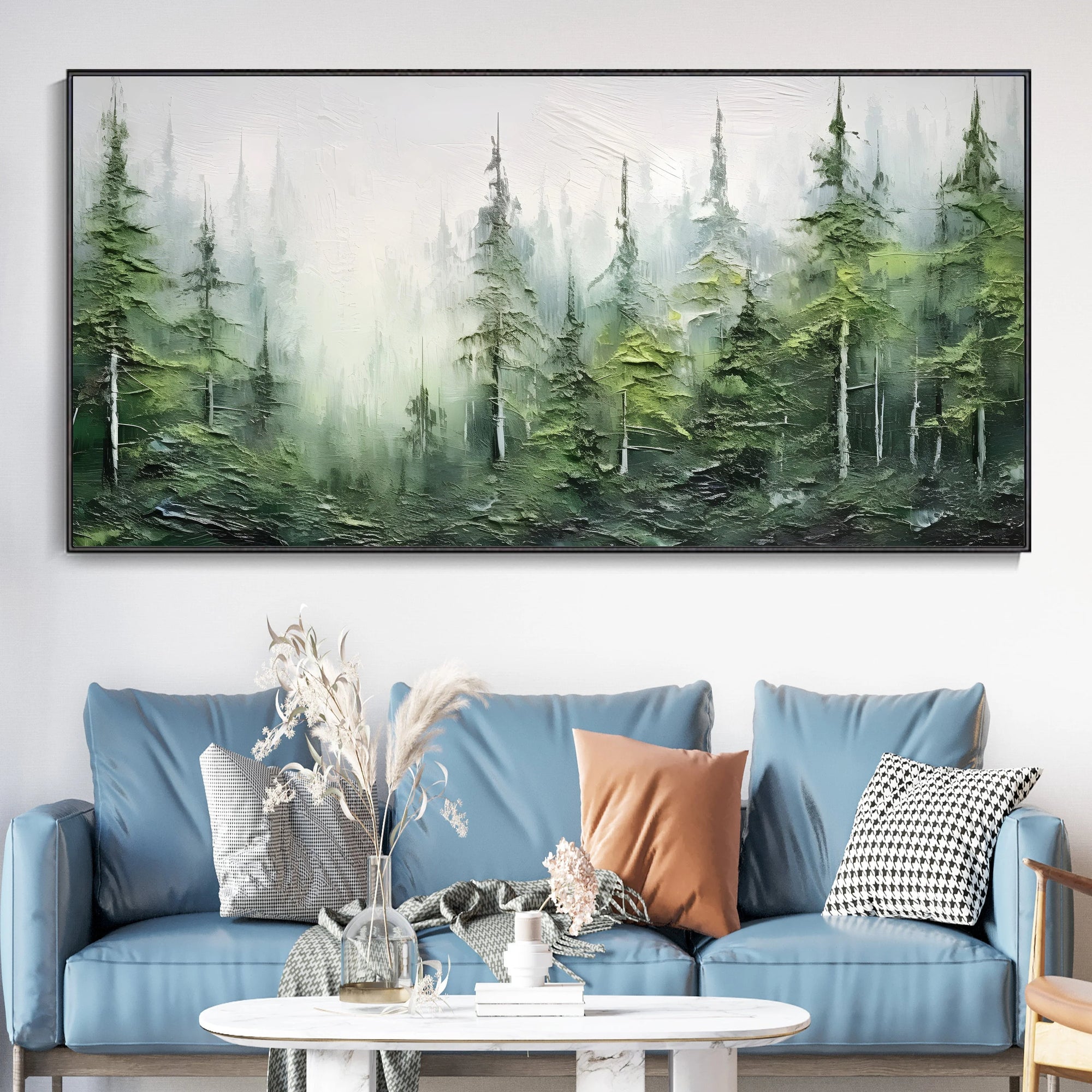 Multicolor Misty Forest Serenity Canvas Painting For Home Decoration - Artwallpainting
