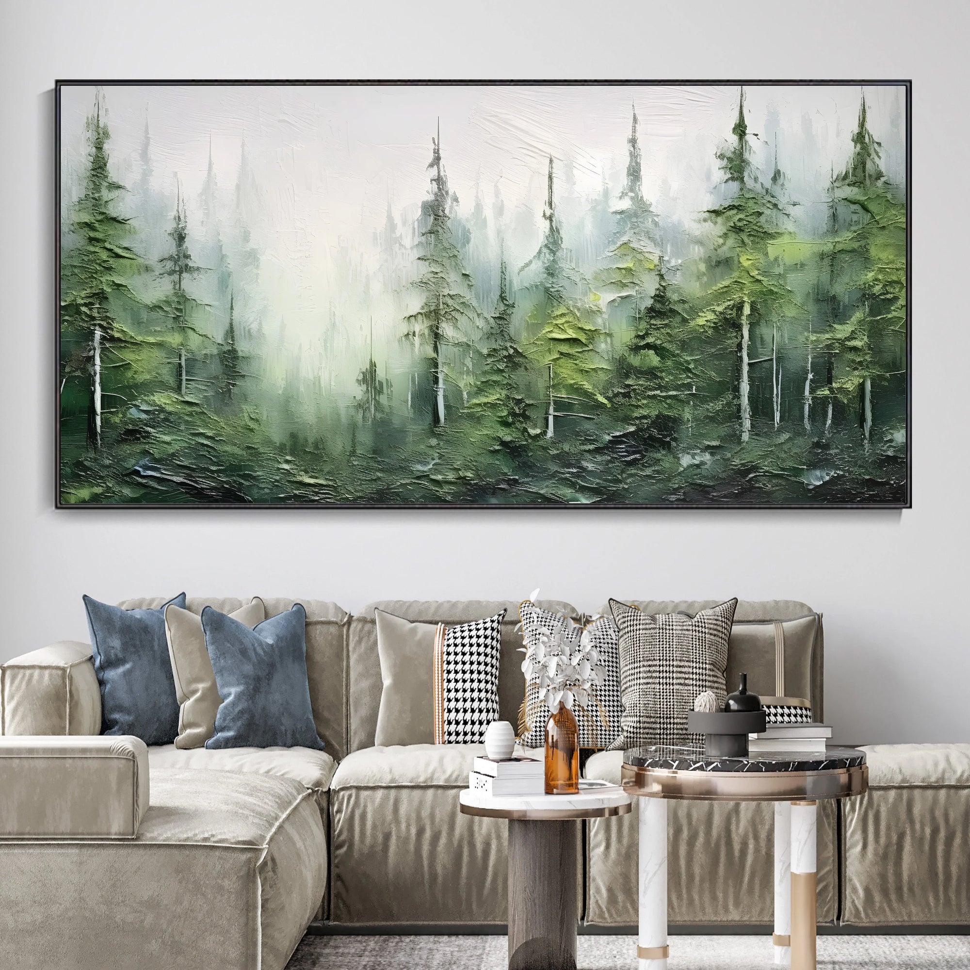 Multicolor Misty Forest Serenity Canvas Painting For Home Decoration - Artwallpainting