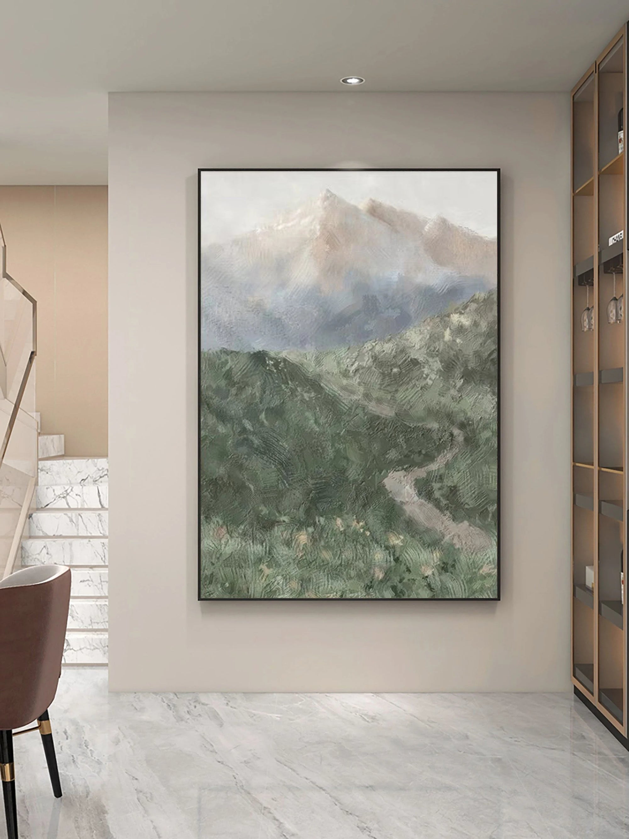 Multicolor Misty Mountain Path Abstract Painting - Artwallpainting