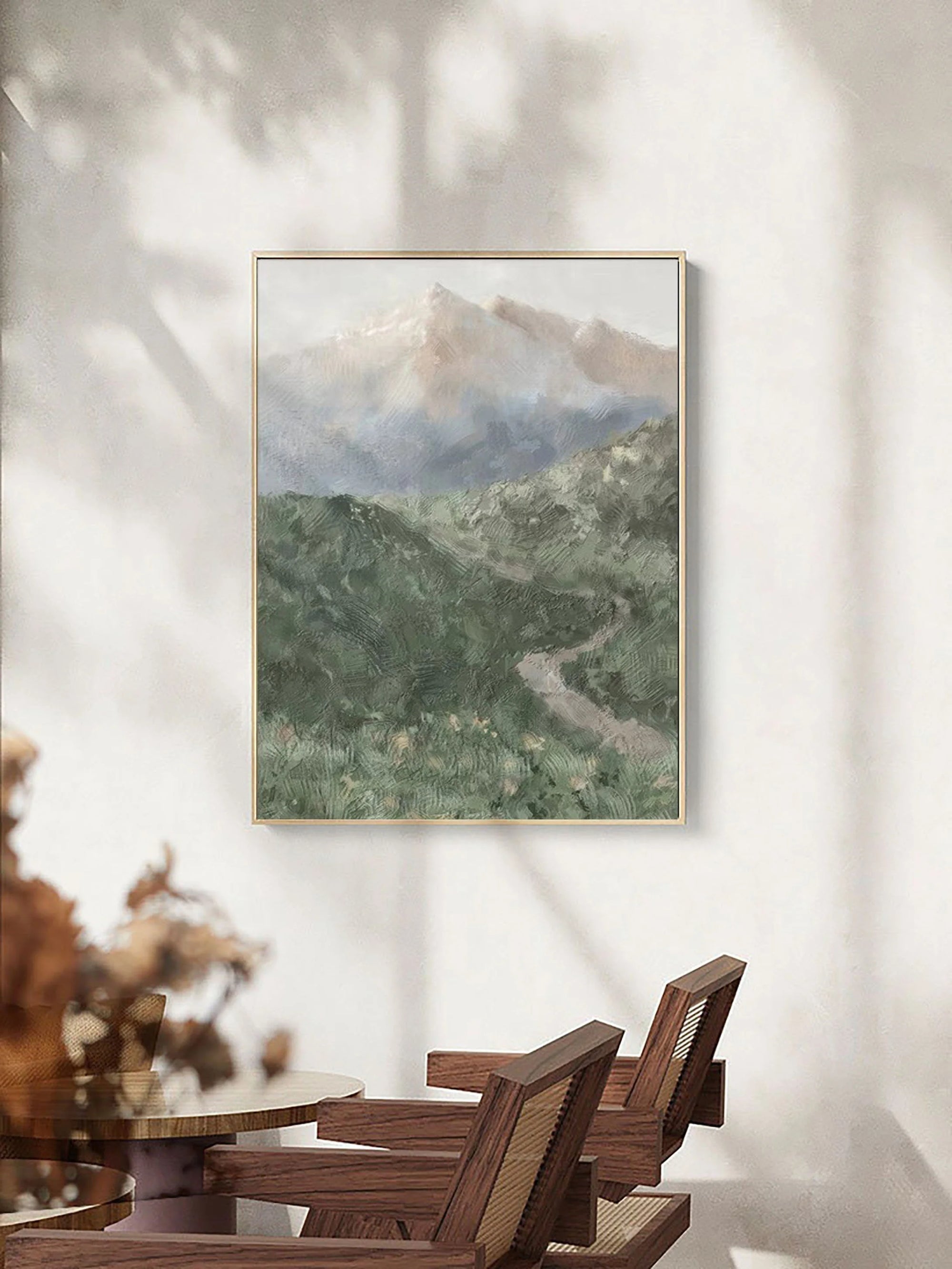 Multicolor Misty Mountain Path Abstract Painting - Artwallpainting