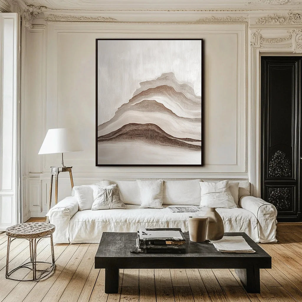 Multicolor Misty Peaks-Modern Interior Design With Brown And Mountain Texture Wall Art - Artwallpainting