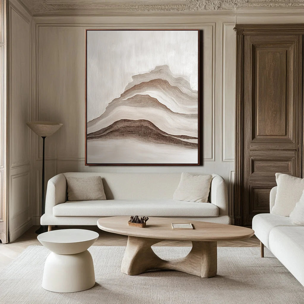 Multicolor Misty Peaks-Modern Interior Design With Brown And Mountain Texture Wall Art - Artwallpainting