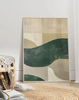 Multicolor Modern Abstract Canvas Art - Minimalist Green And Beige Wall Decor - Artwallpainting