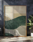 Multicolor Modern Abstract Canvas Art - Minimalist Green And Beige Wall Decor - Artwallpainting