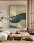 Multicolor Modern Abstract Canvas Art - Minimalist Green And Beige Wall Decor - Artwallpainting
