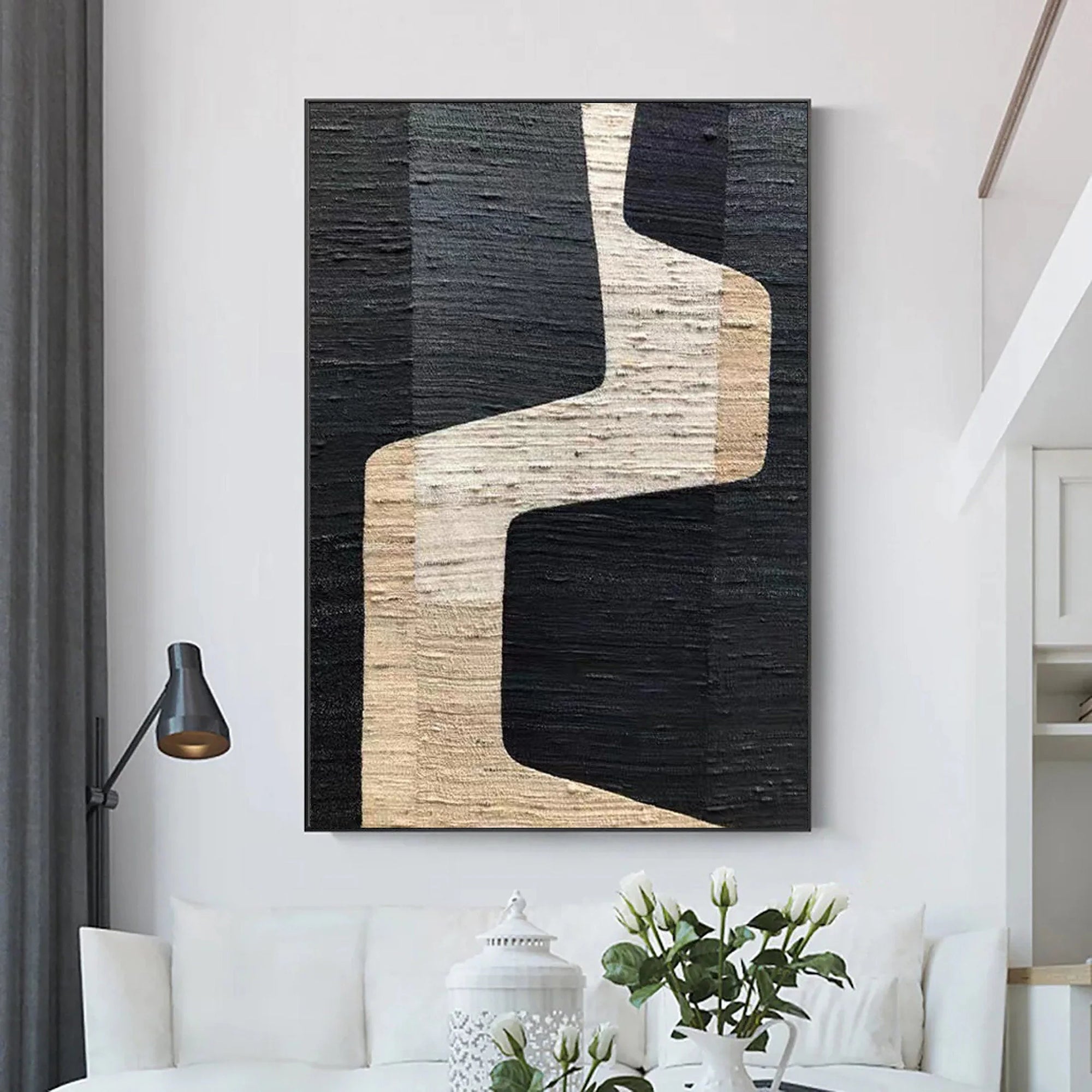 Multicolor Modern Abstract Pathways Textured Canvas - Artwallpainting
