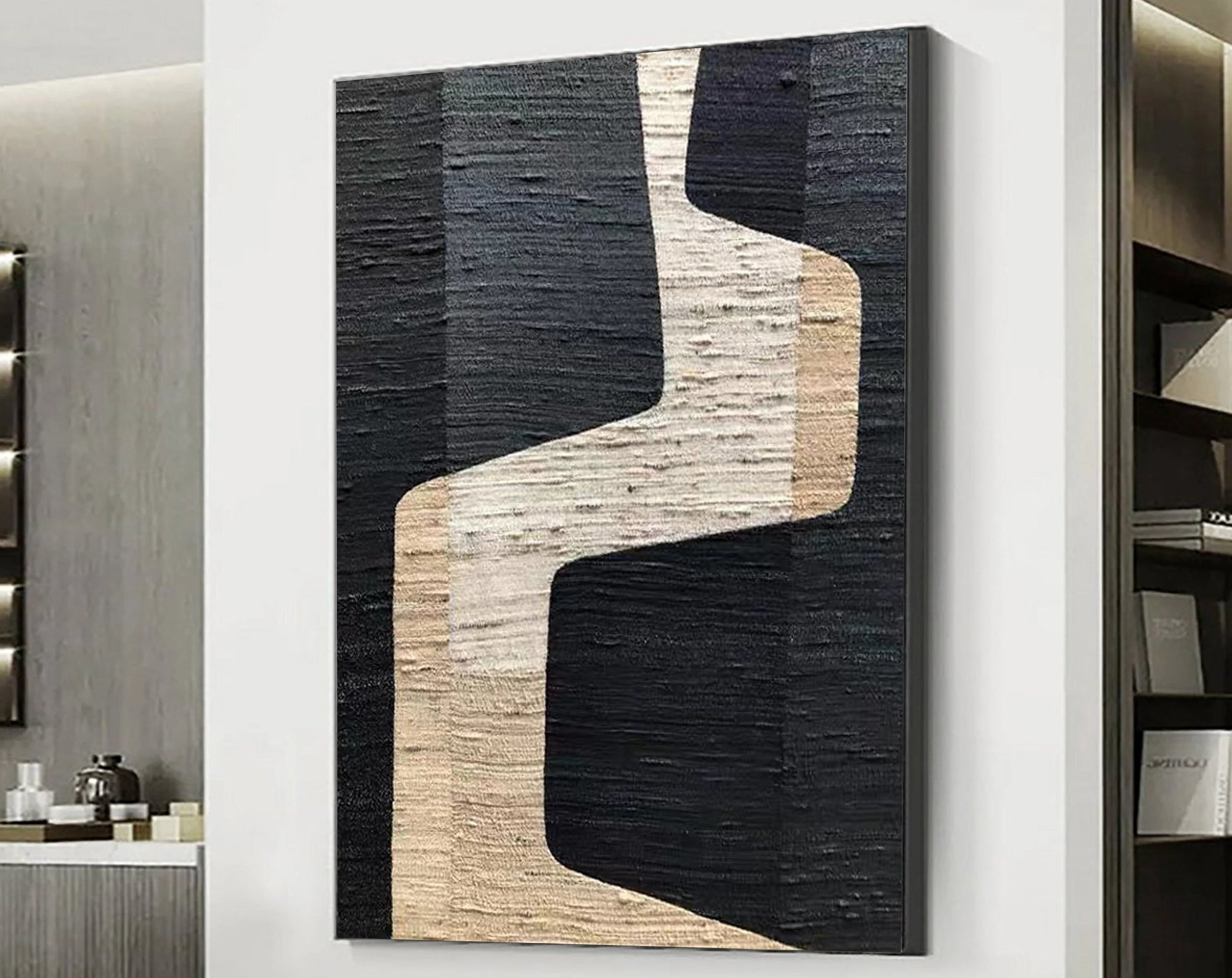 Multicolor Modern Abstract Pathways Textured Canvas - Artwallpainting