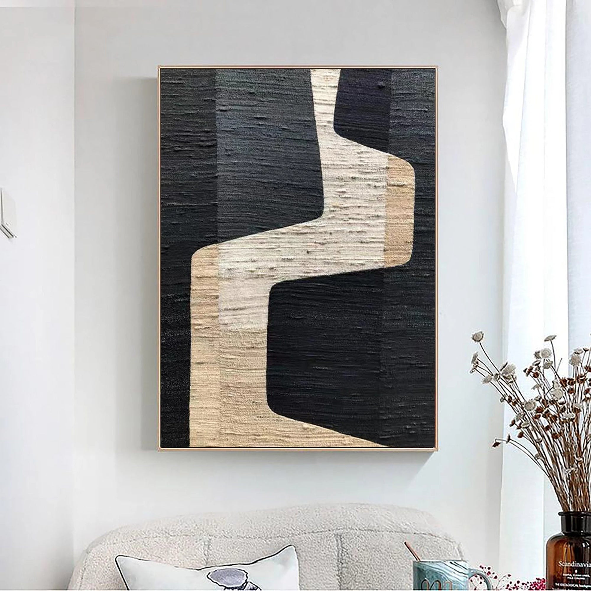 Multicolor Modern Abstract Pathways Textured Canvas - Artwallpainting