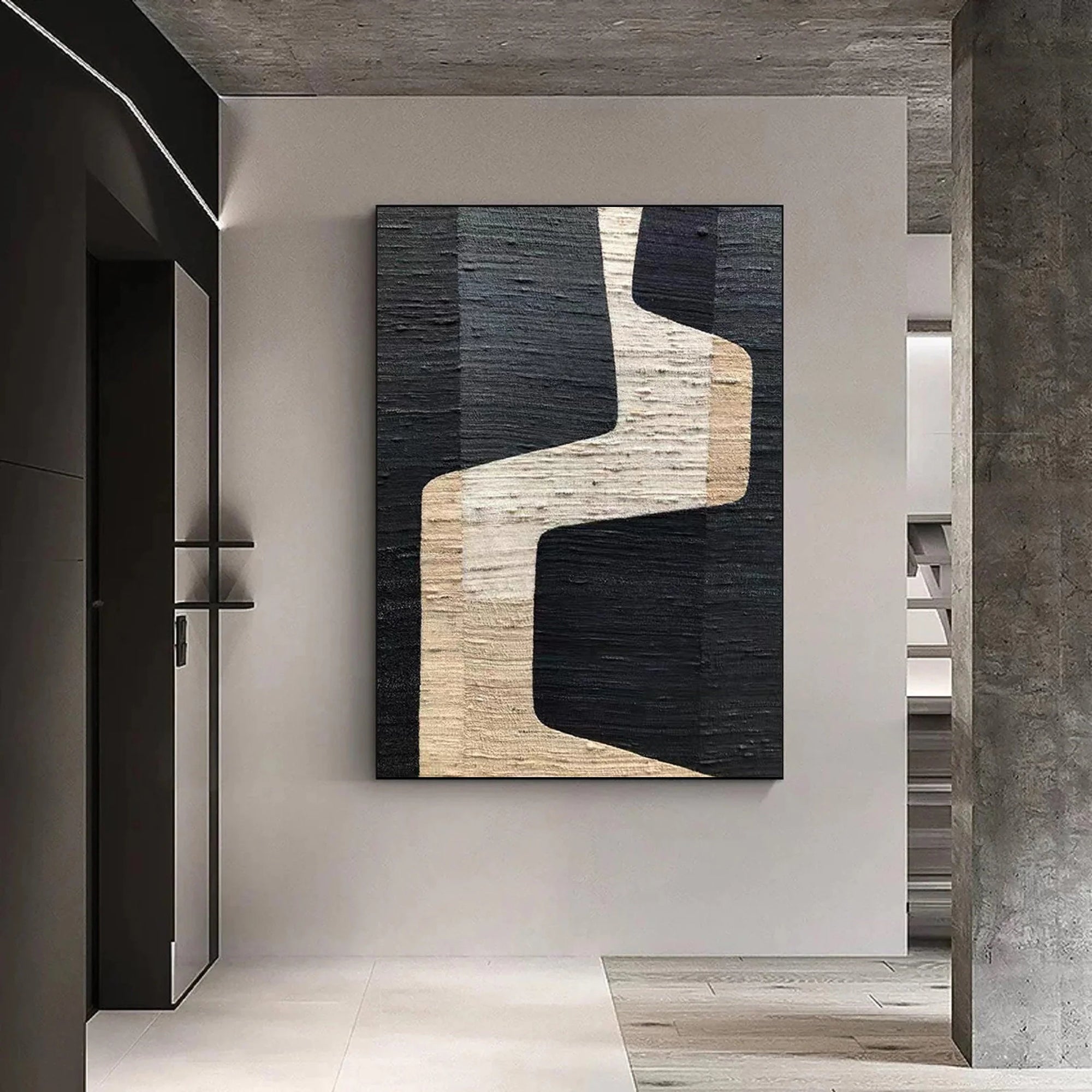 Multicolor Modern Abstract Pathways Textured Canvas - Artwallpainting