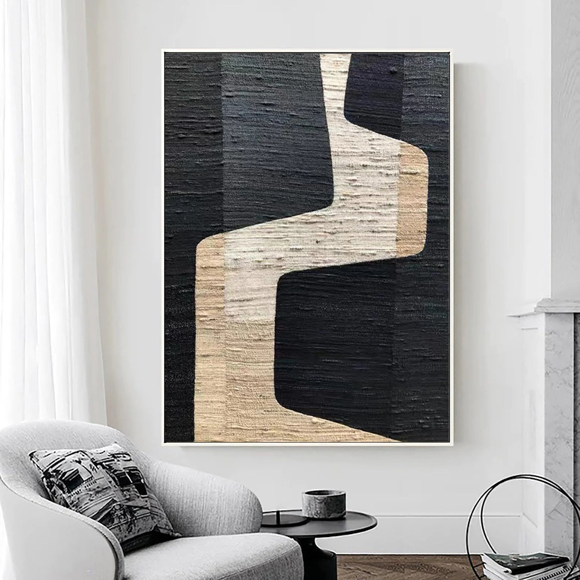 Multicolor Modern Abstract Pathways Textured Canvas - Artwallpainting