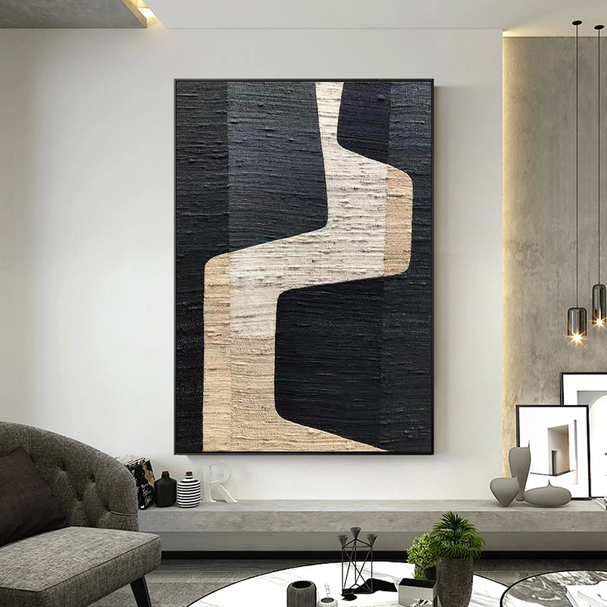 Multicolor Modern Abstract Pathways Textured Canvas - Artwallpainting