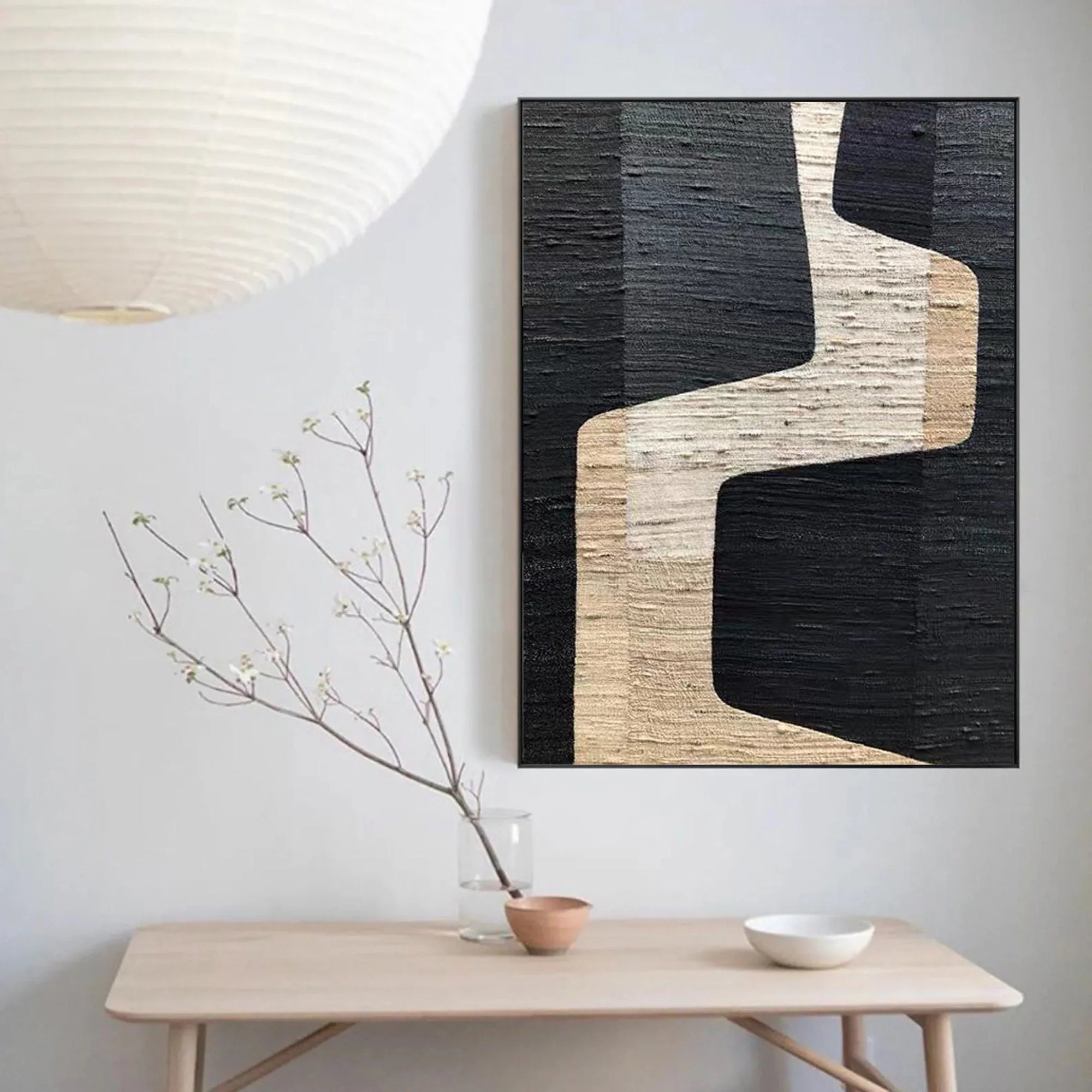 Multicolor Modern Abstract Pathways Textured Canvas - Artwallpainting