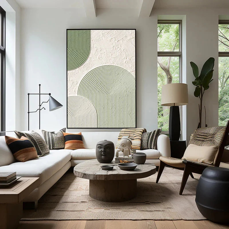 Multicolor Modern Geometric Textured Wall Art - Minimalist Elegance For Interiors - Artwallpainting