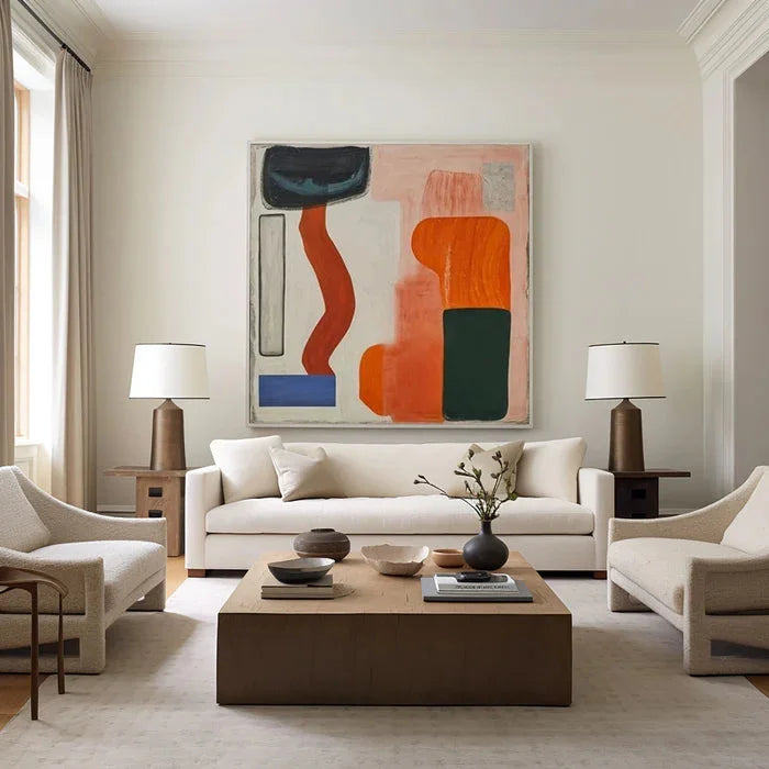 Multicolor Modern Harmony - Geometric Abstract Color Block Oil Painting - Artwallpainting
