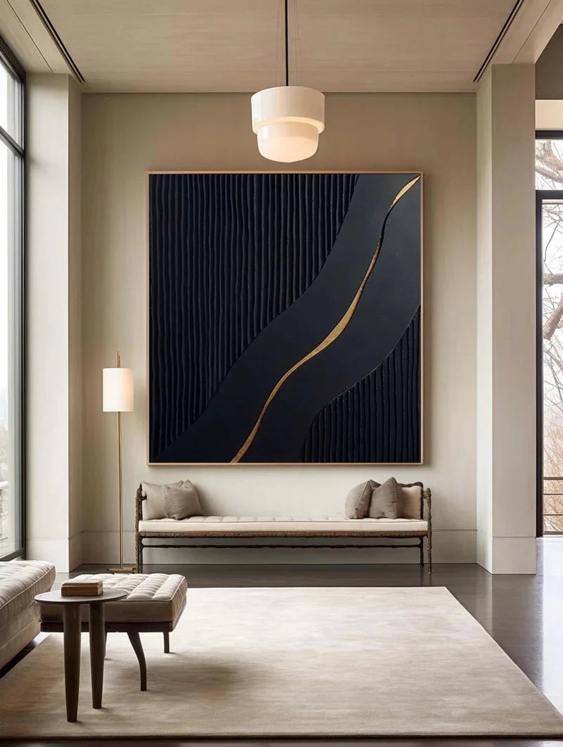 Multicolor Modern Textured Wall Art - Abstract Square Canvas With Accent - Artwallpainting