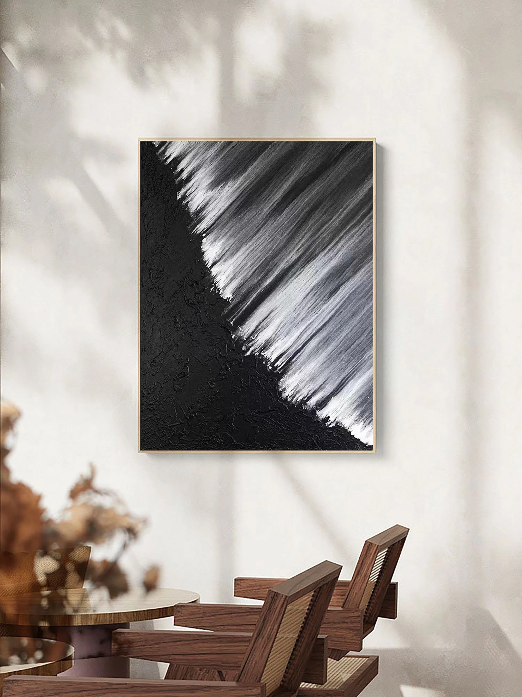 Multicolor Monochrome Cascade Abstract Textured Canvas Art - Artwallpainting