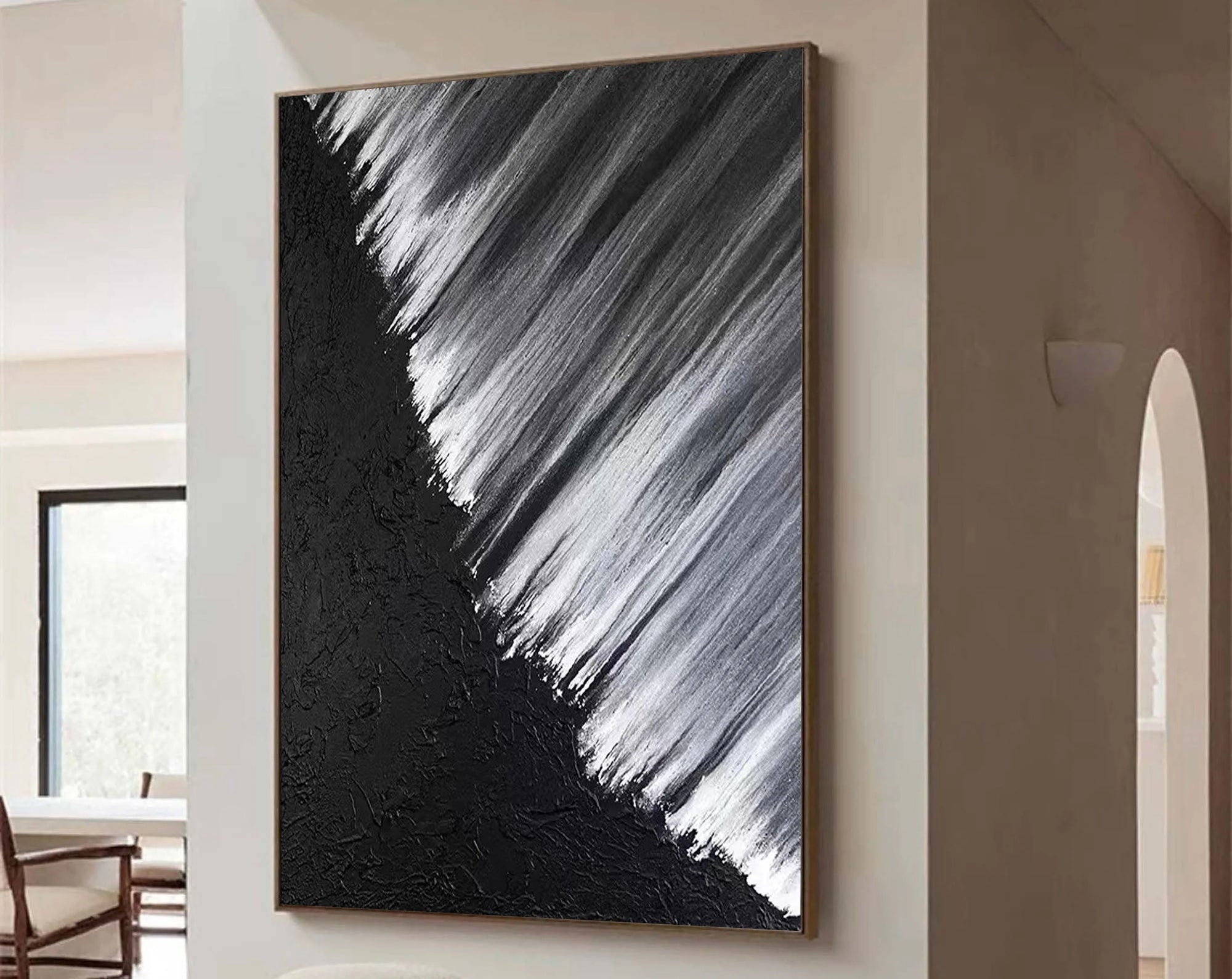 Multicolor Monochrome Cascade Abstract Textured Canvas Art - Artwallpainting