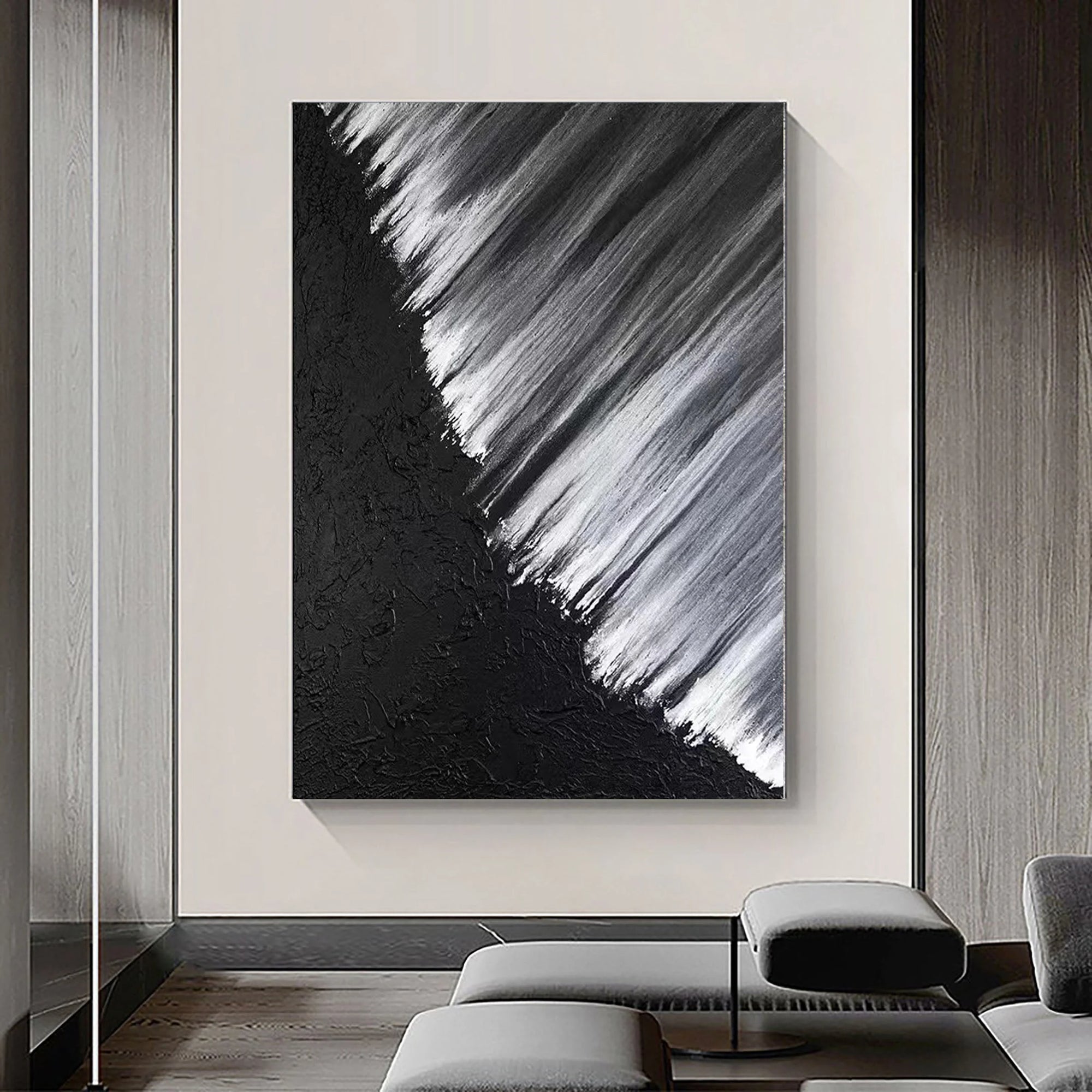 Multicolor Monochrome Cascade Abstract Textured Canvas Art - Artwallpainting