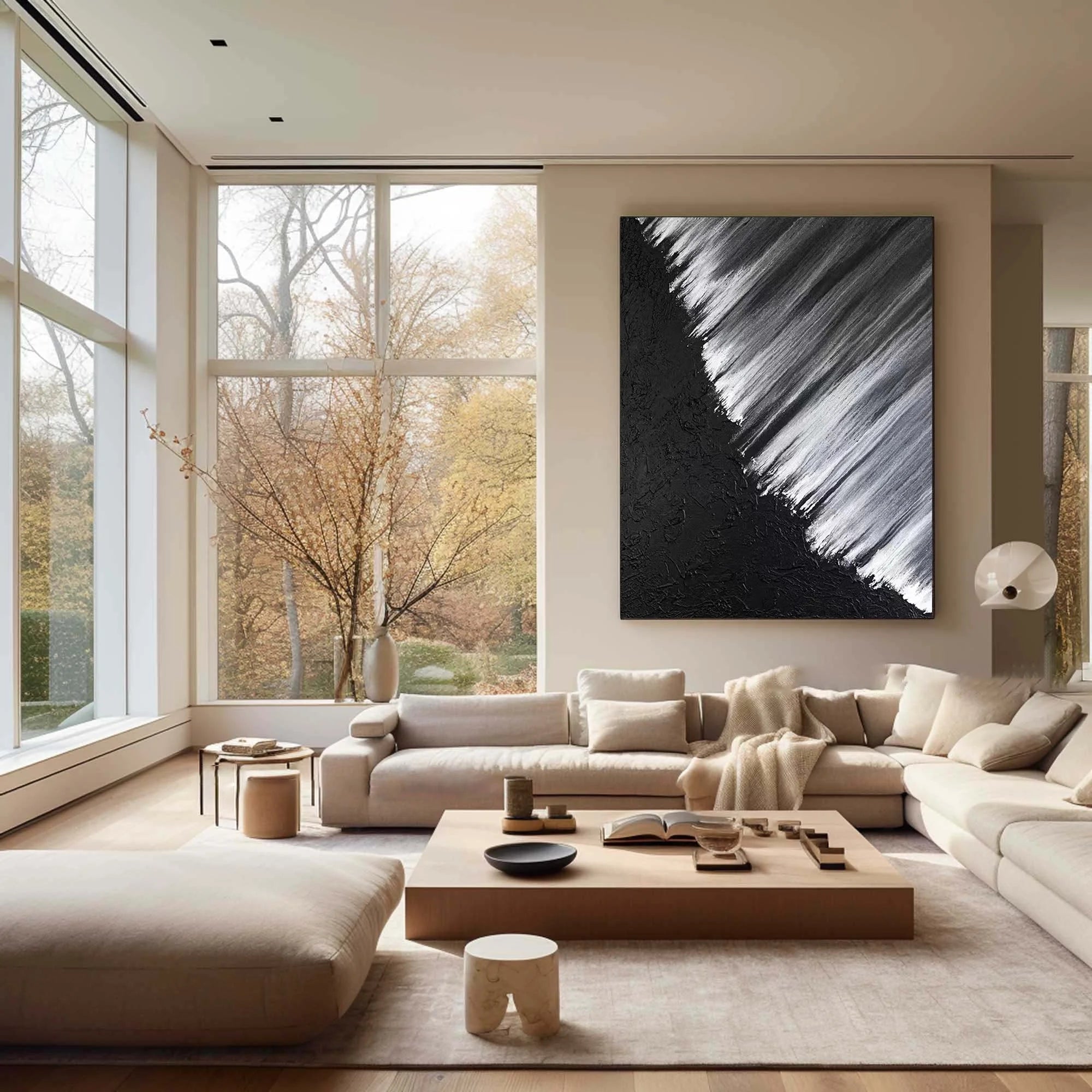 Multicolor Monochrome Cascade Abstract Textured Canvas Art - Artwallpainting