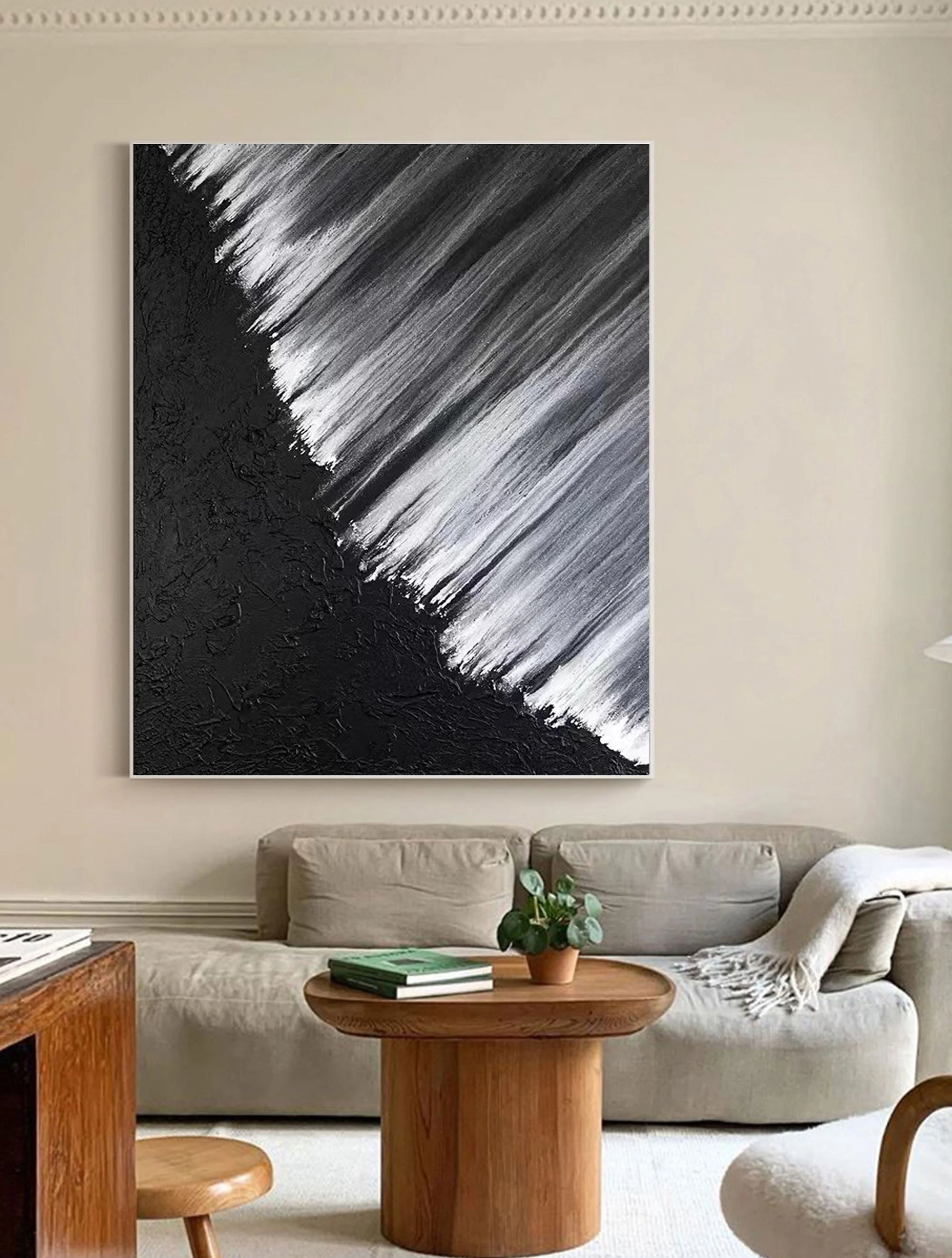 Multicolor Monochrome Cascade Abstract Textured Canvas Art - Artwallpainting