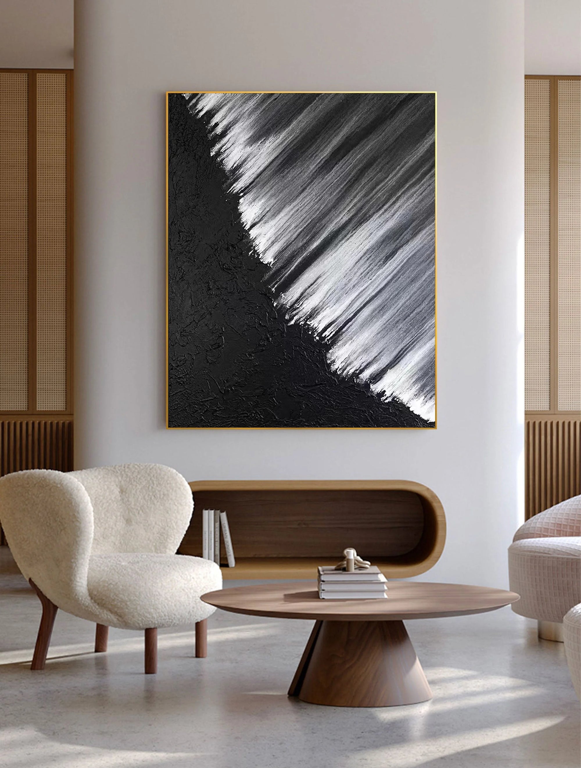 Multicolor Monochrome Cascade Abstract Textured Canvas Art - Artwallpainting