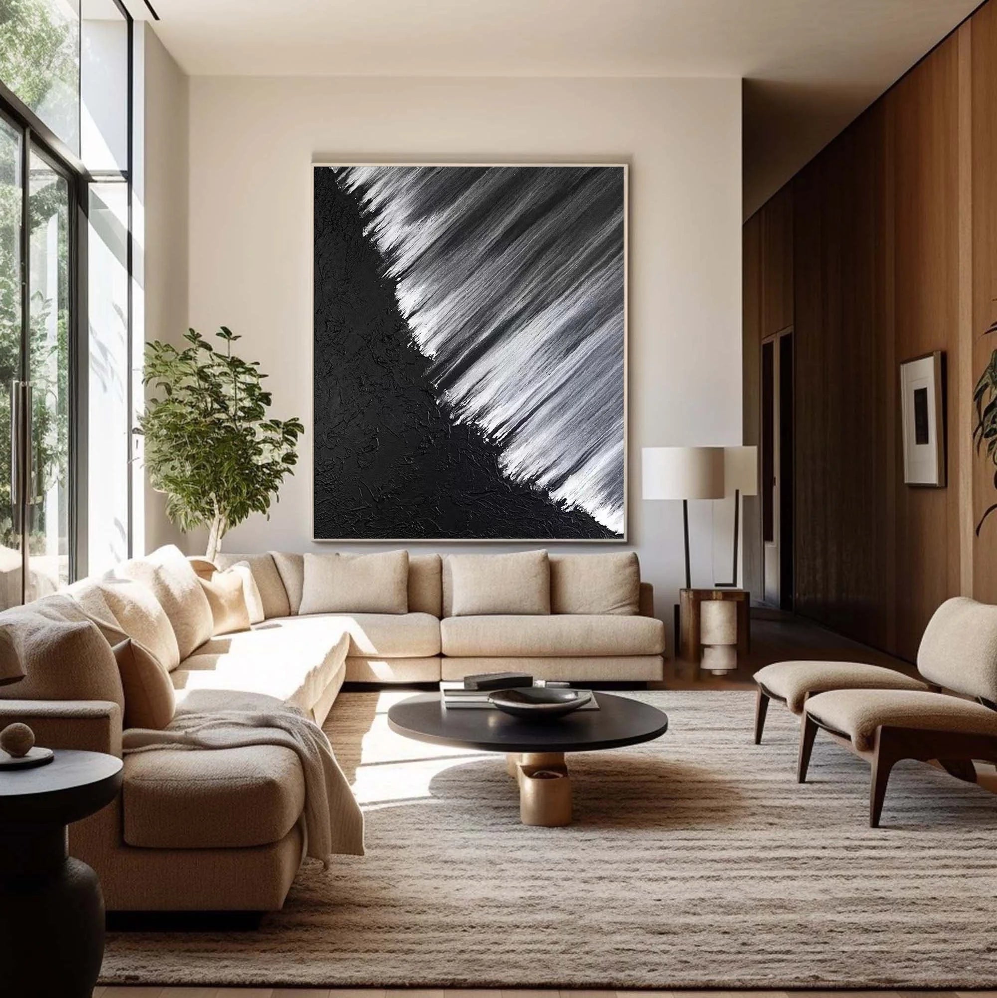 Multicolor Monochrome Cascade Abstract Textured Canvas Art - Artwallpainting