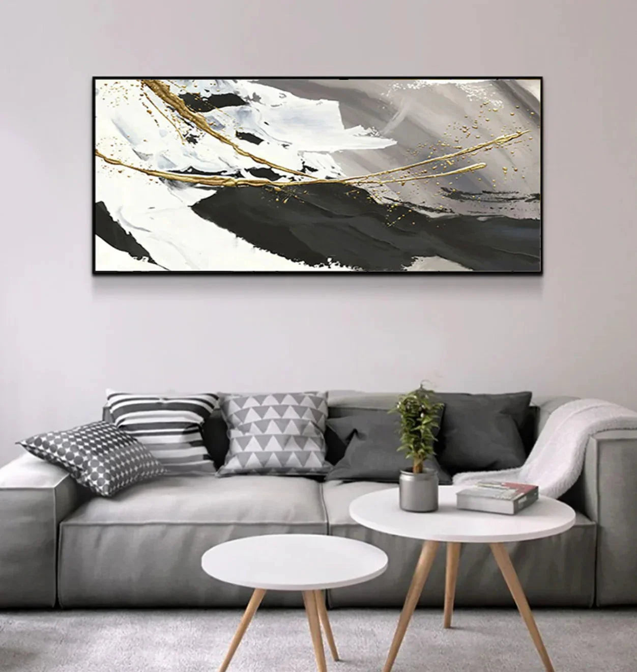 Multicolor Monochrome Contrast-Minimalist Living Room Space Magic Wall Art - Artwallpainting