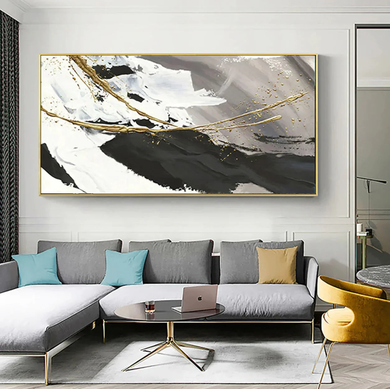 Multicolor Monochrome Contrast-Minimalist Living Room Space Magic Wall Art - Artwallpainting