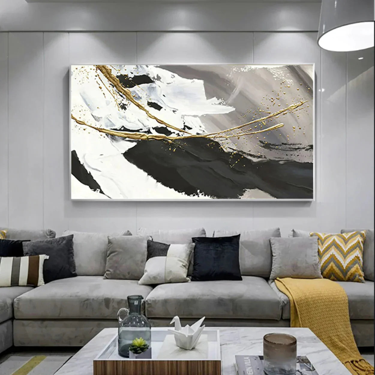 Multicolor Monochrome Contrast-Minimalist Living Room Space Magic Wall Art - Artwallpainting