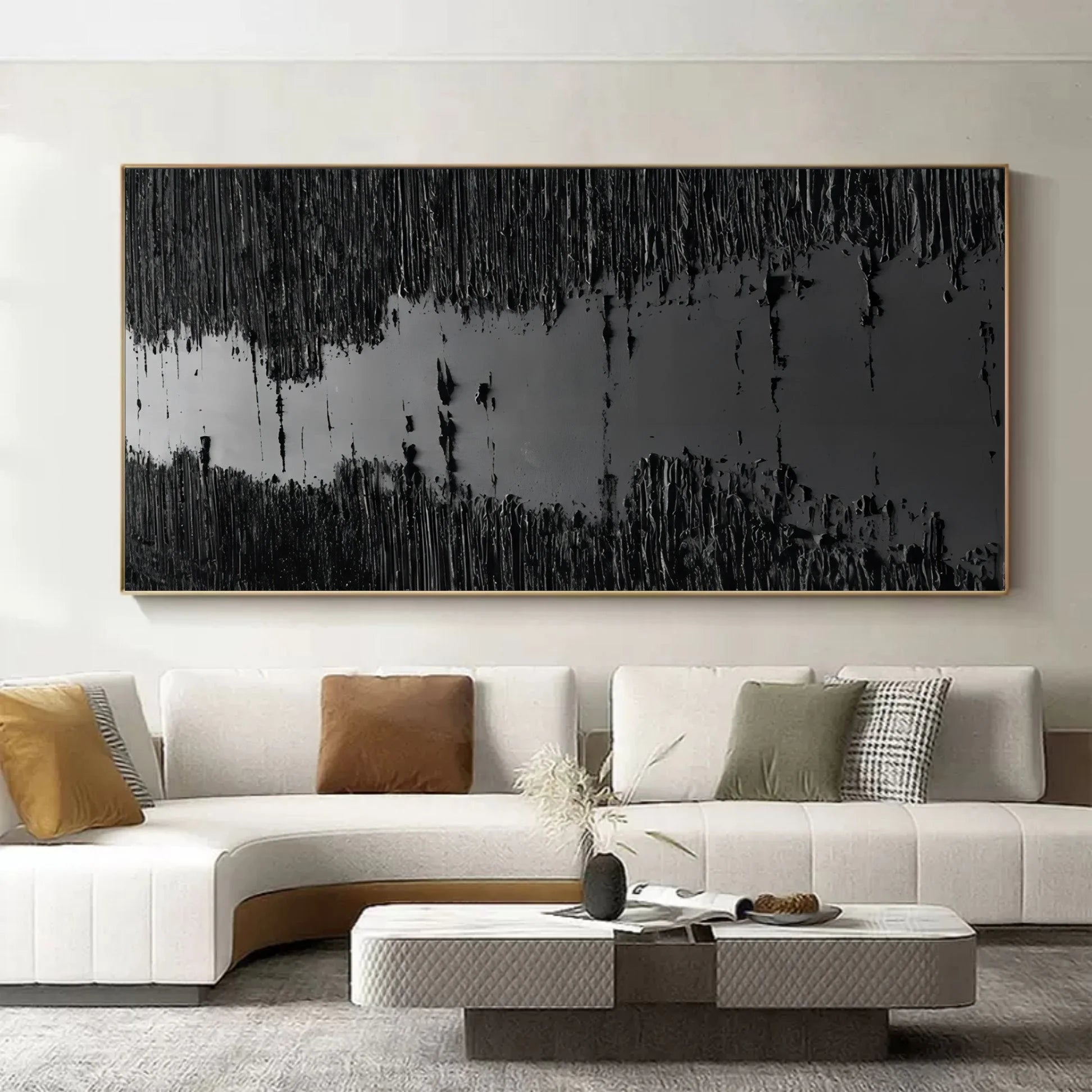 Multicolor Monochrome Depth Textured Abstract Art - Artwallpainting