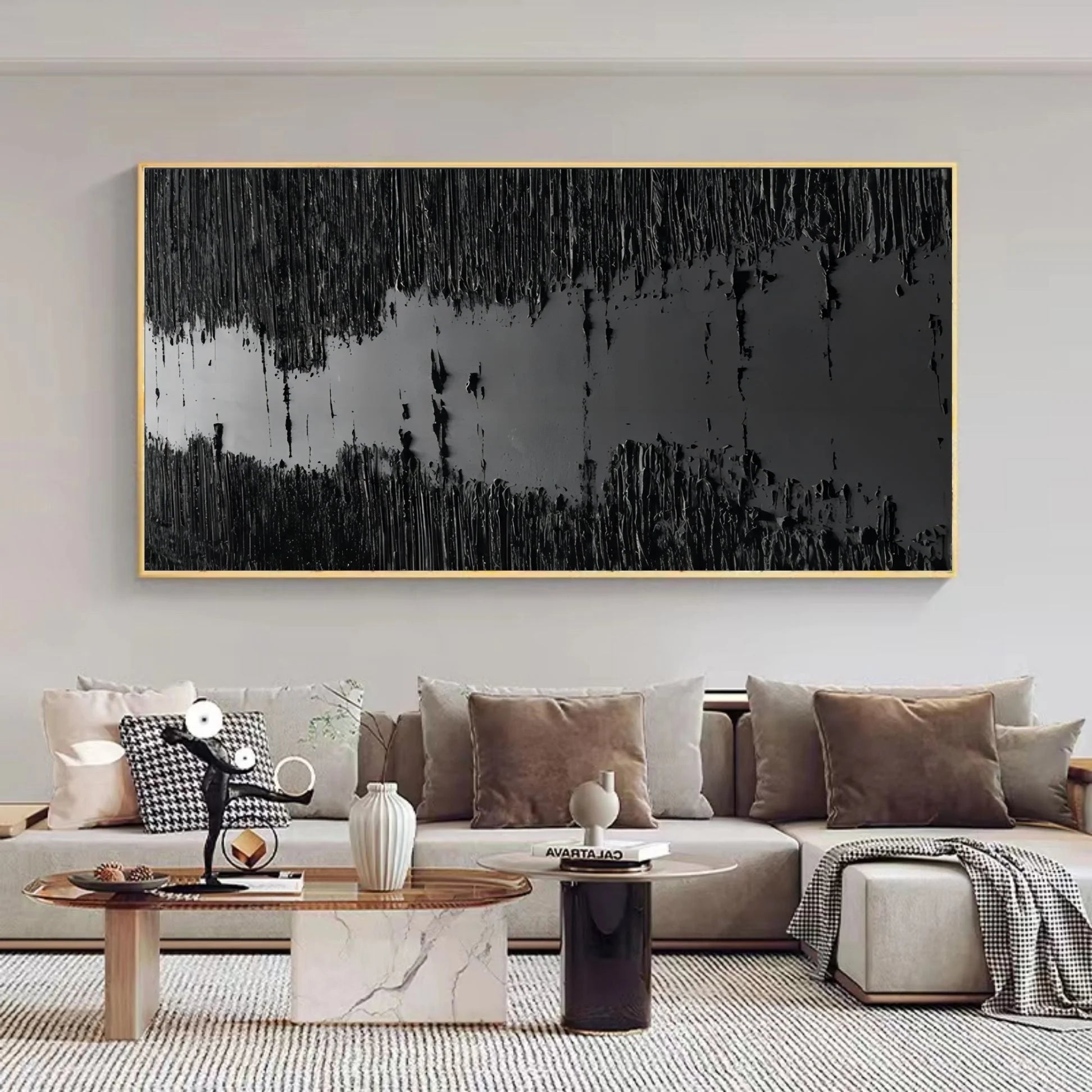 Multicolor Monochrome Depth Textured Abstract Art - Artwallpainting