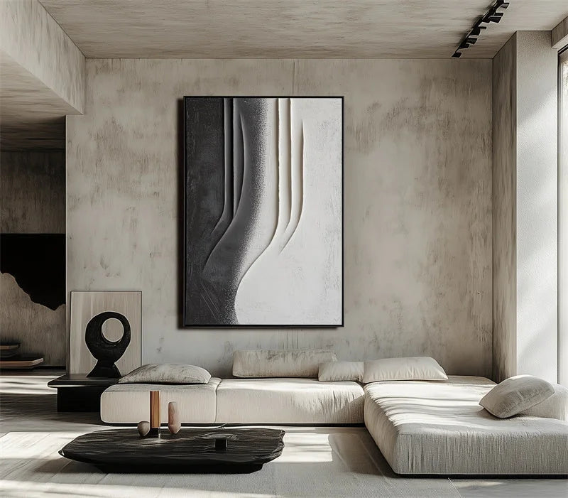 Multicolor Monochrome Elegance Textured Abstract Art - Artwallpainting