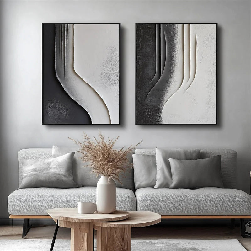 Multicolor Monochrome Elegance Textured Abstract Art - Artwallpainting