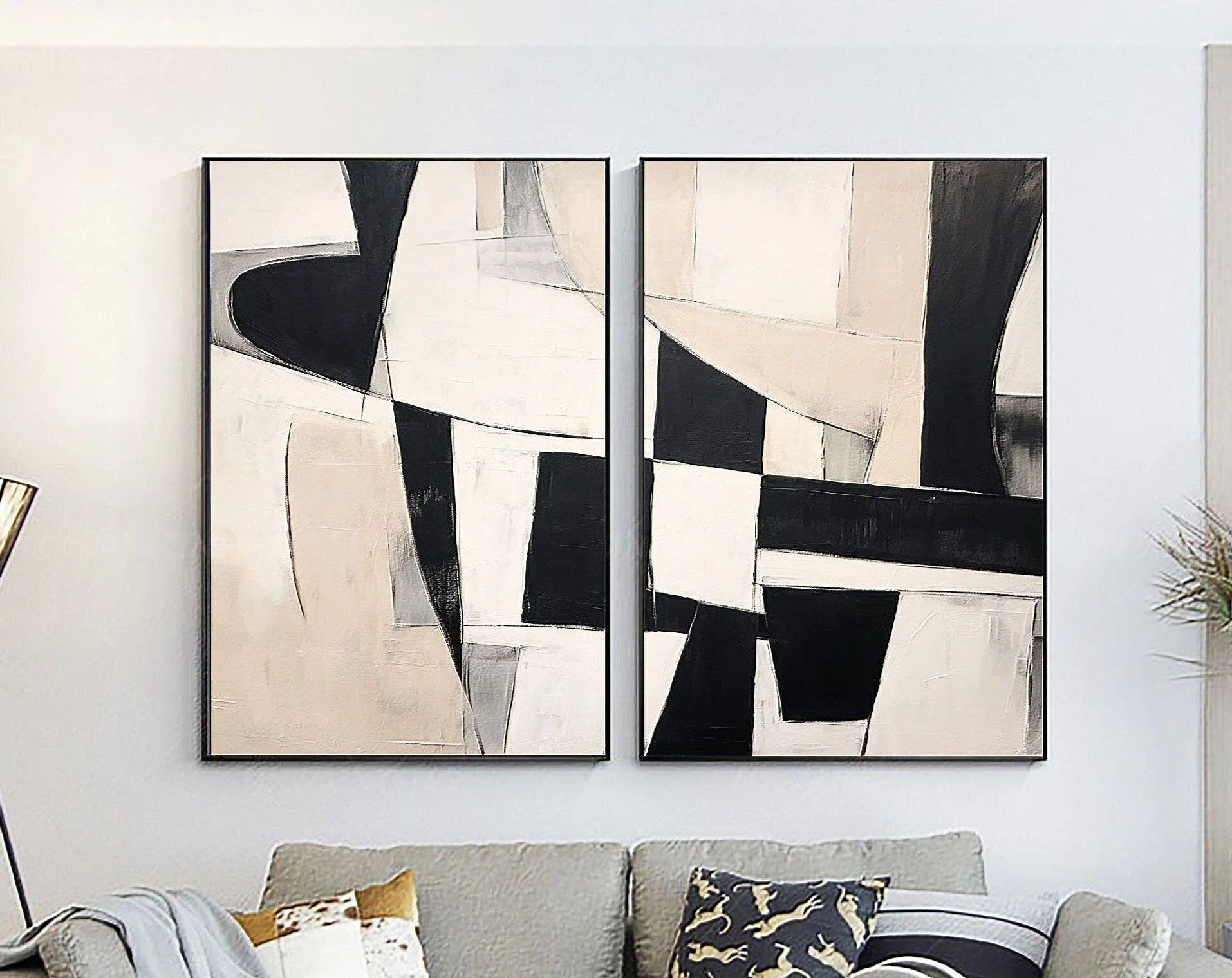 Multicolor Monochrome Harmony Diptych Set Of 2 - Artwallpainting