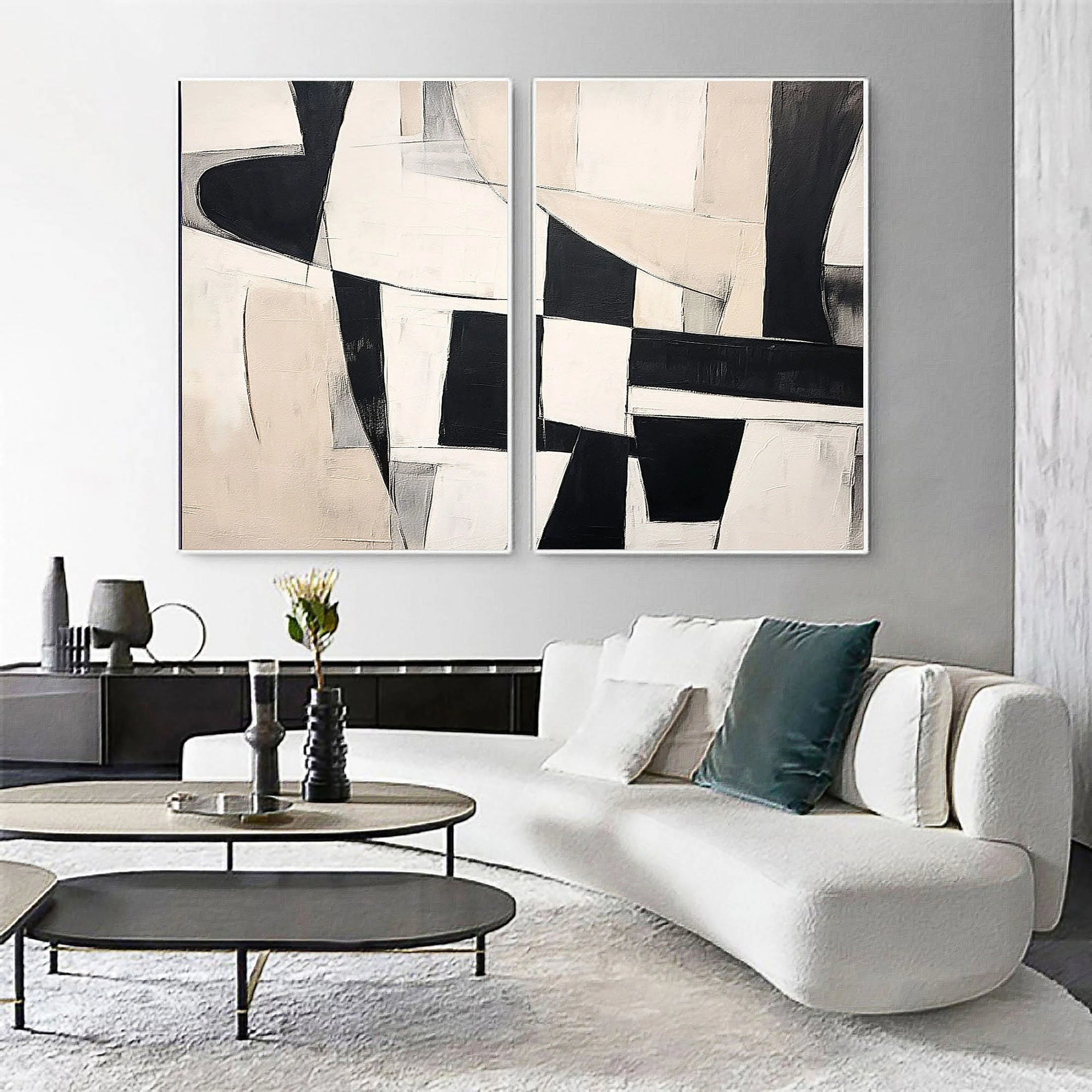 Multicolor Monochrome Harmony Diptych Set Of 2 - Artwallpainting
