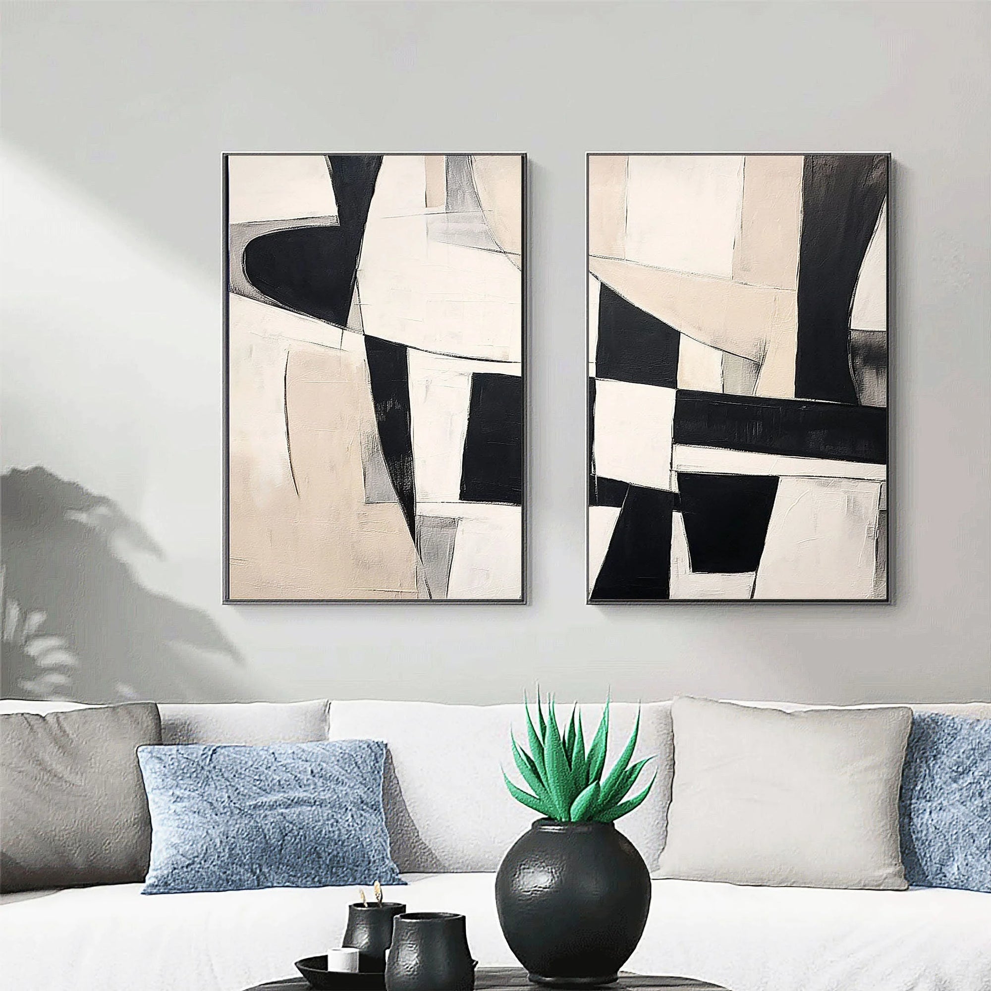 Multicolor Monochrome Harmony Diptych Set Of 2 - Artwallpainting