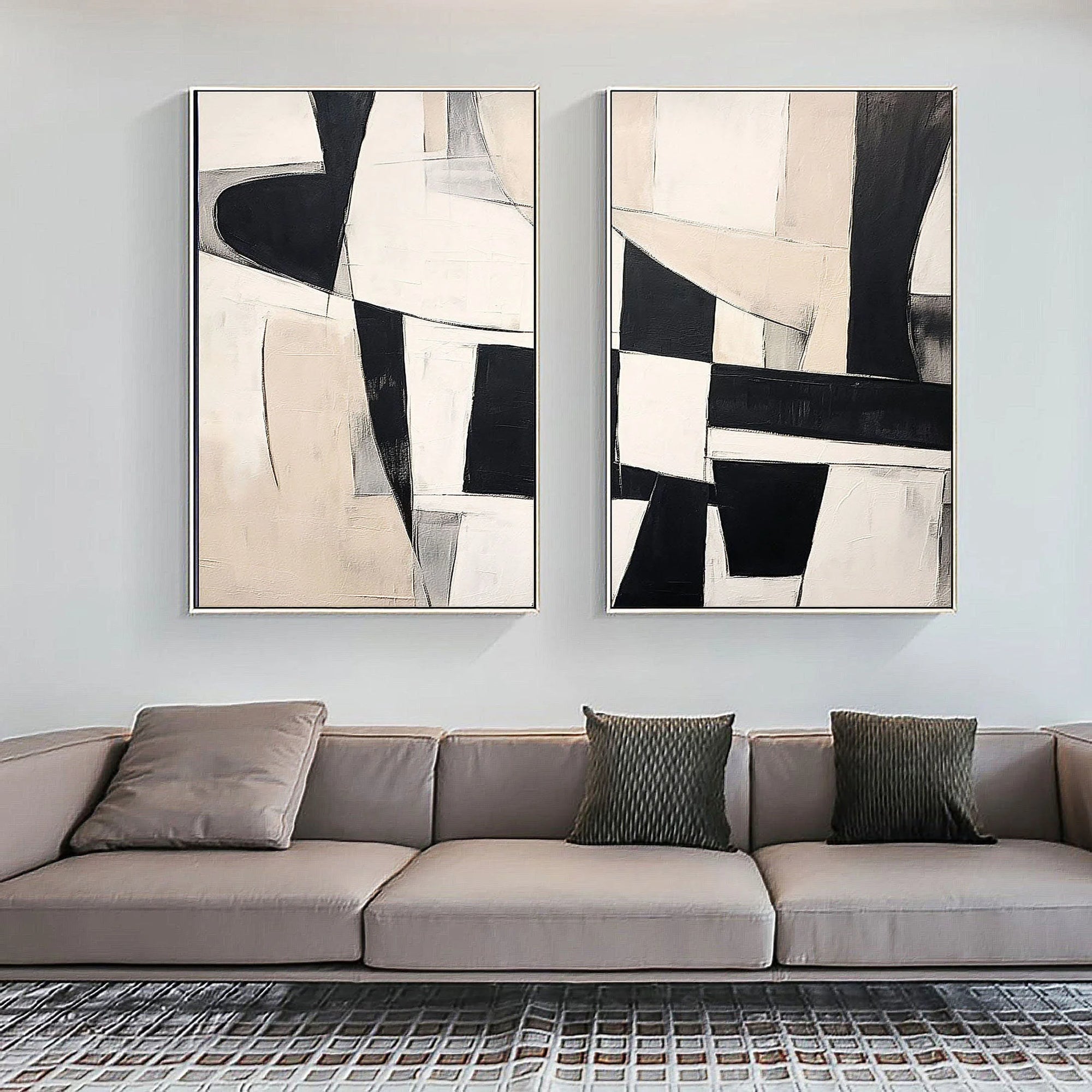 Multicolor Monochrome Harmony Diptych Set Of 2 - Artwallpainting
