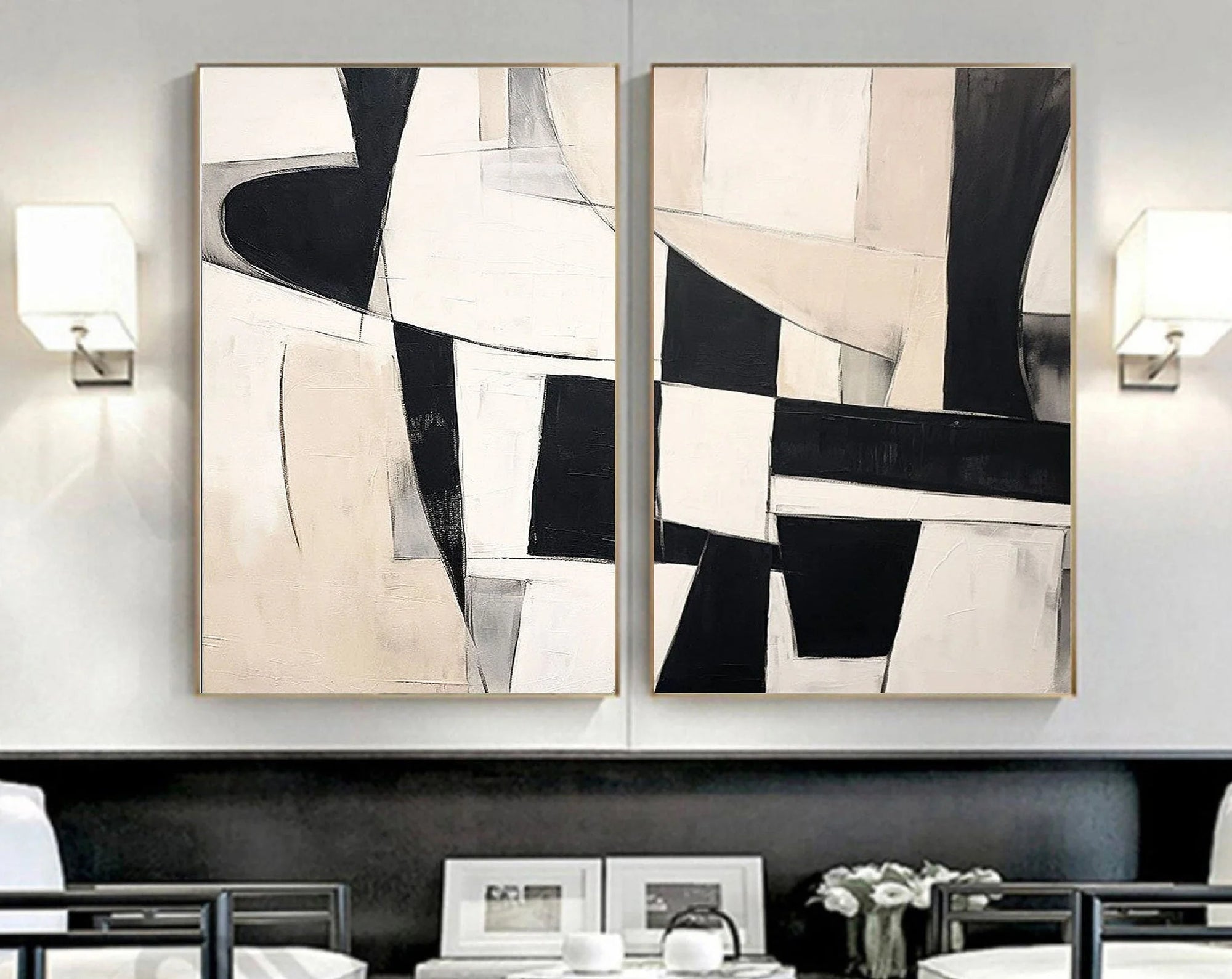 Multicolor Monochrome Harmony Diptych Set Of 2 - Artwallpainting