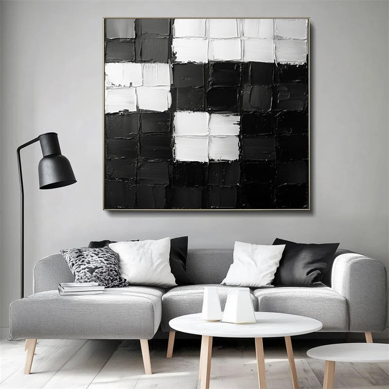 Multicolor Monochrome Mosaic Canvas Painting For Home Decoration - Artwallpainting